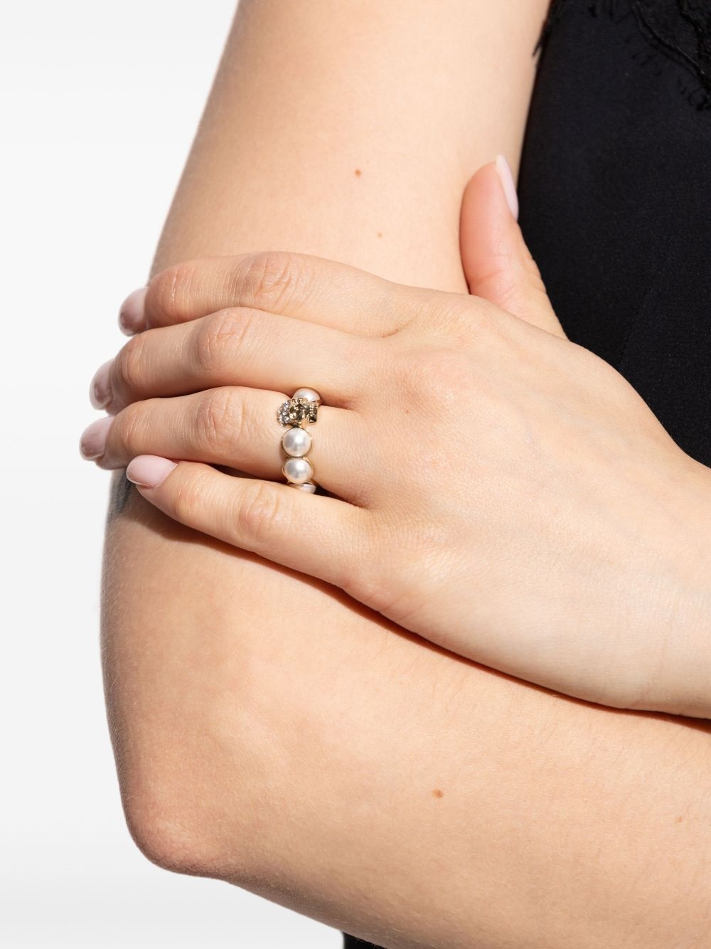 skull-motif pearl ring - 2