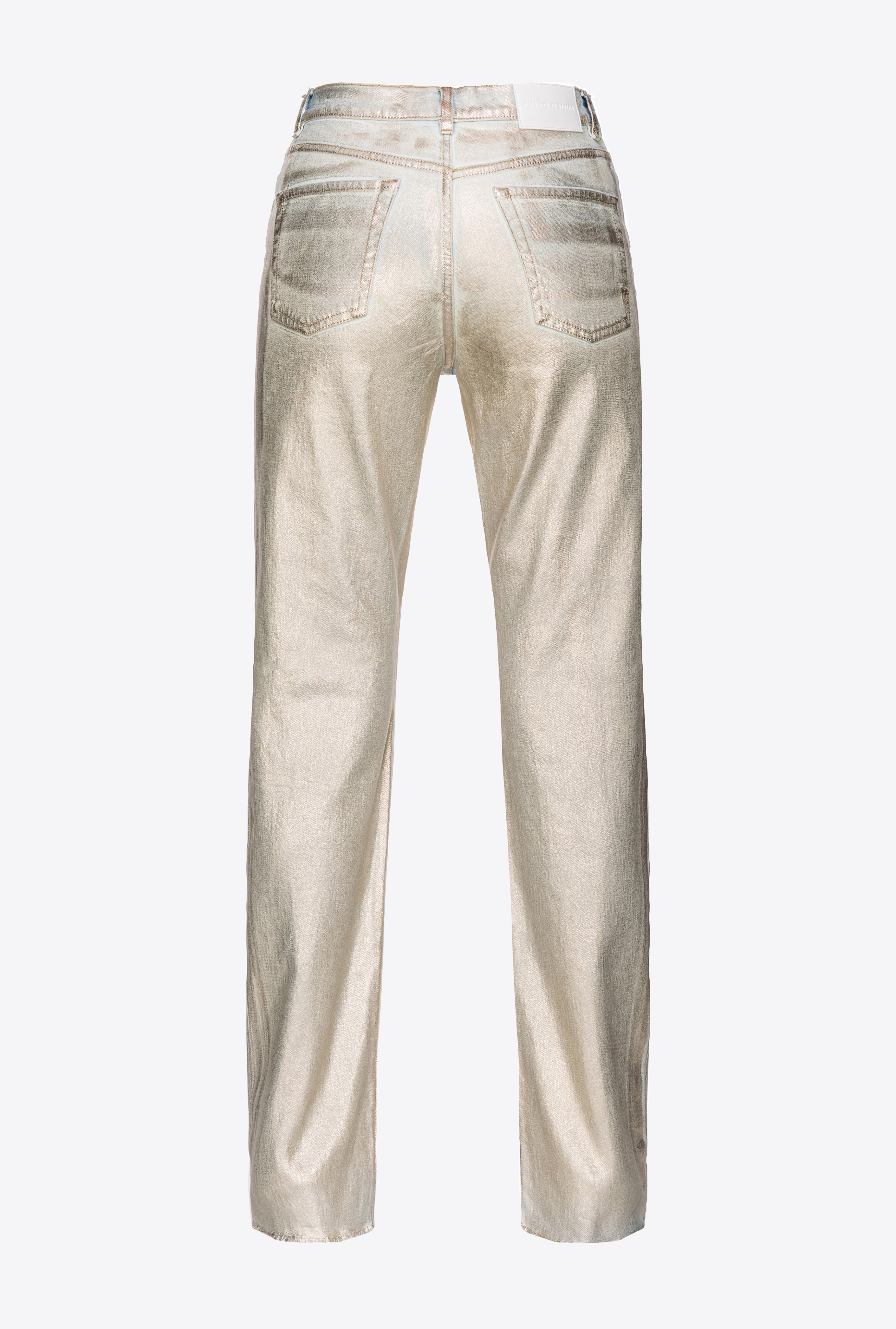 STRAIGHT-LEG SHINY DENIM JEANS - 6