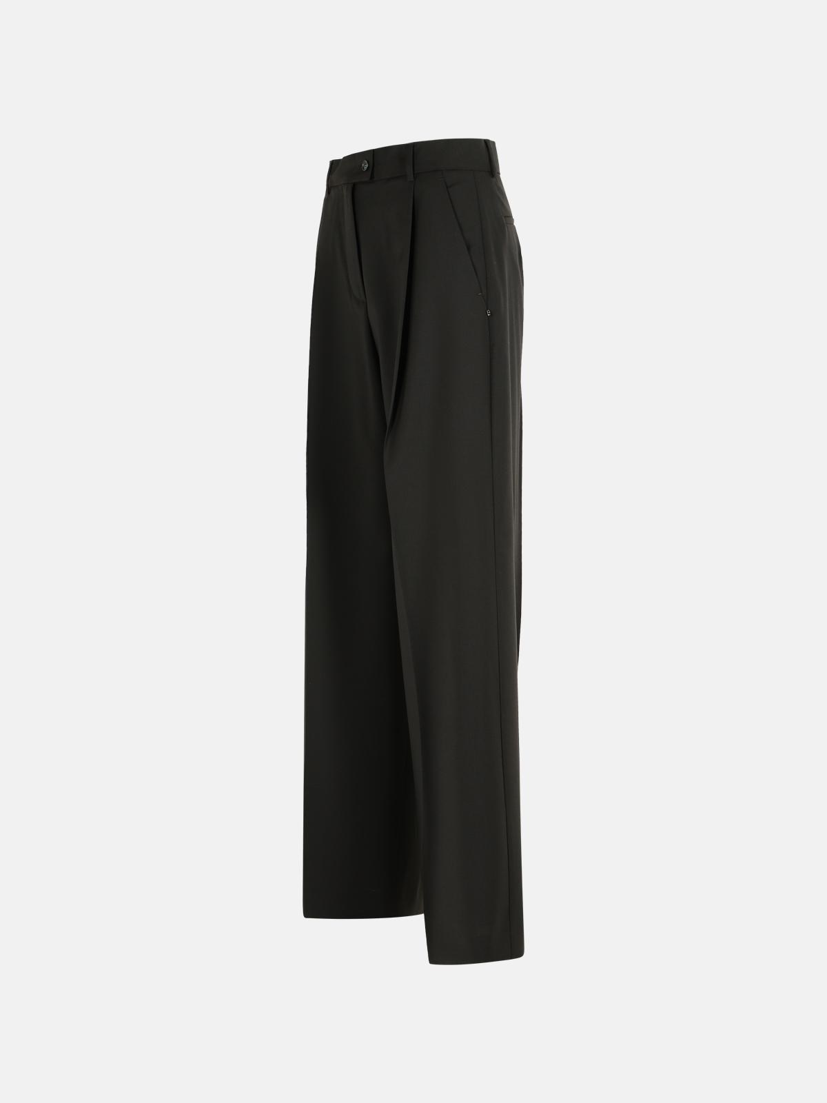 'VELA' DARK BROWN VIRGIN WOOL PANTS - 2