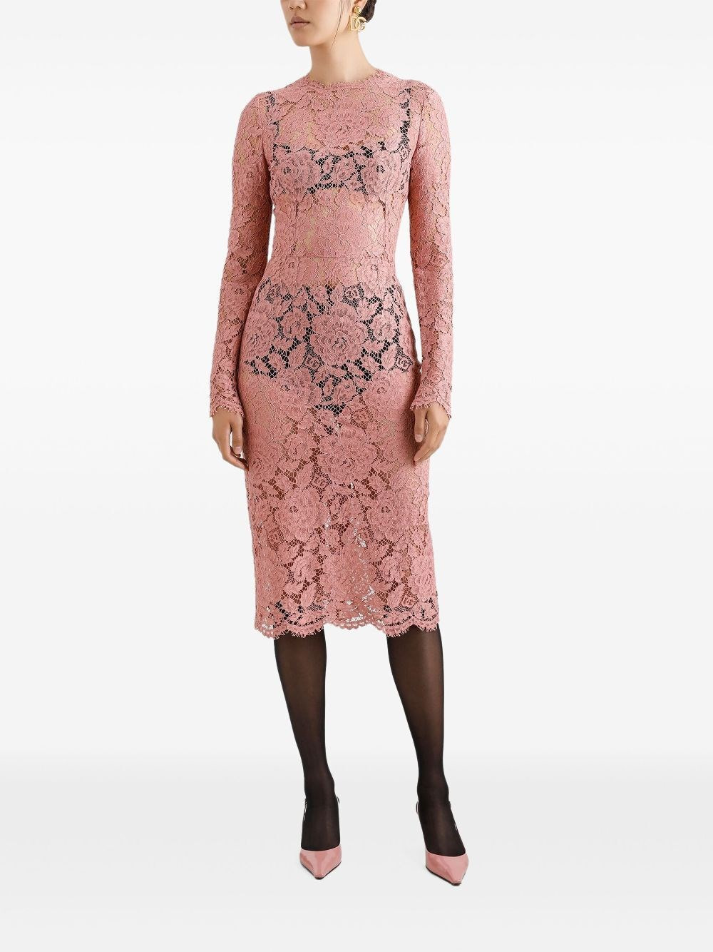 Branded Floral Cardonetto Lace Sheath Dress - 2