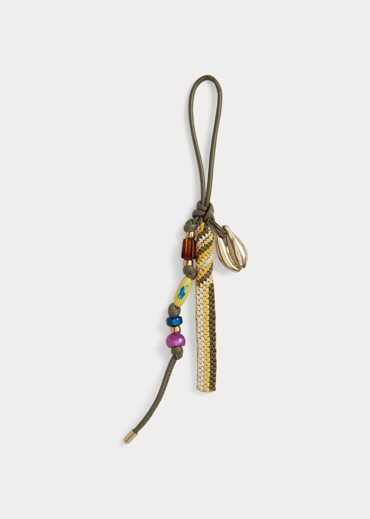 Beaded Leather Bag Charm - 1