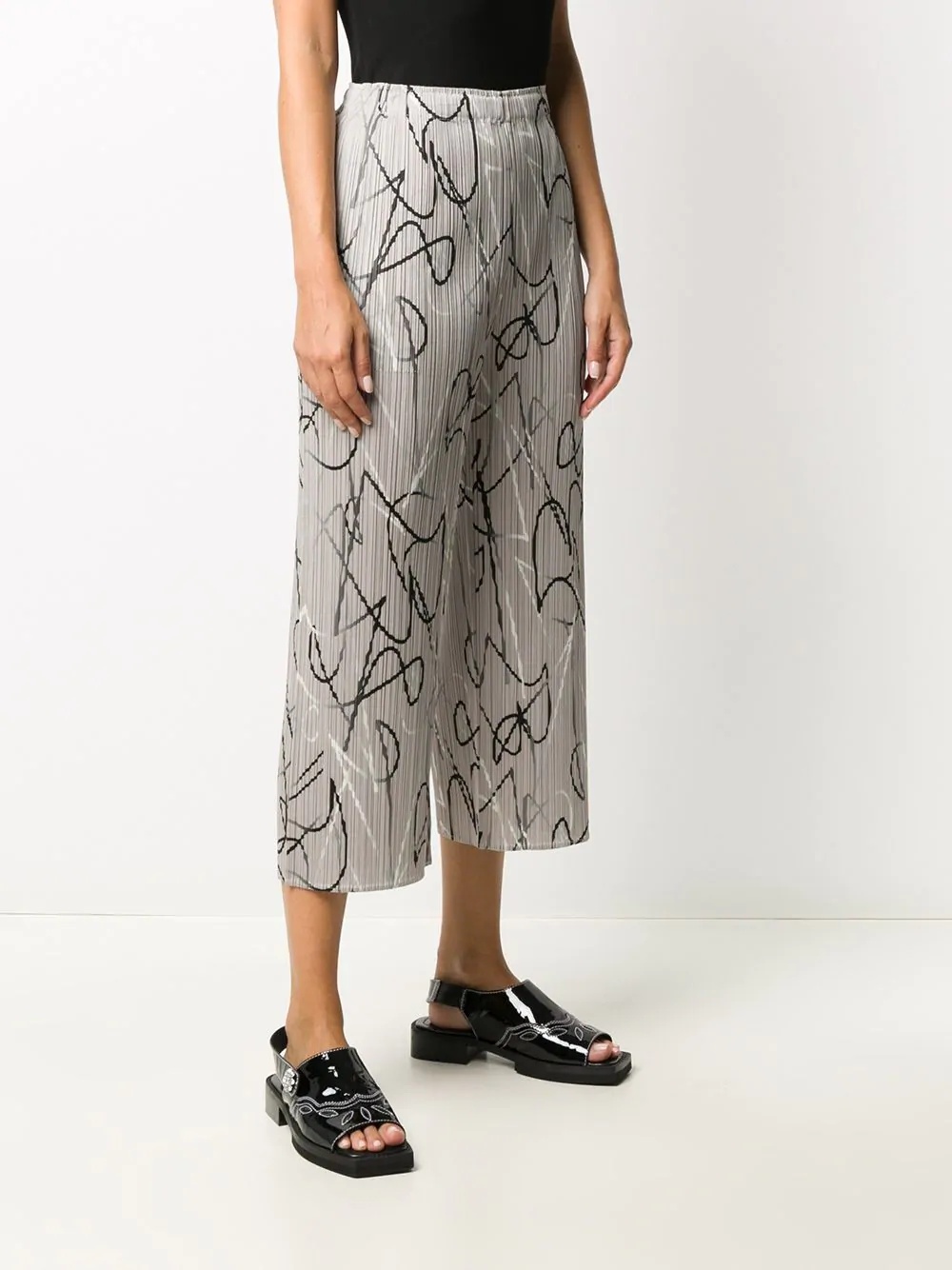 abstract print pleated trousers - 3