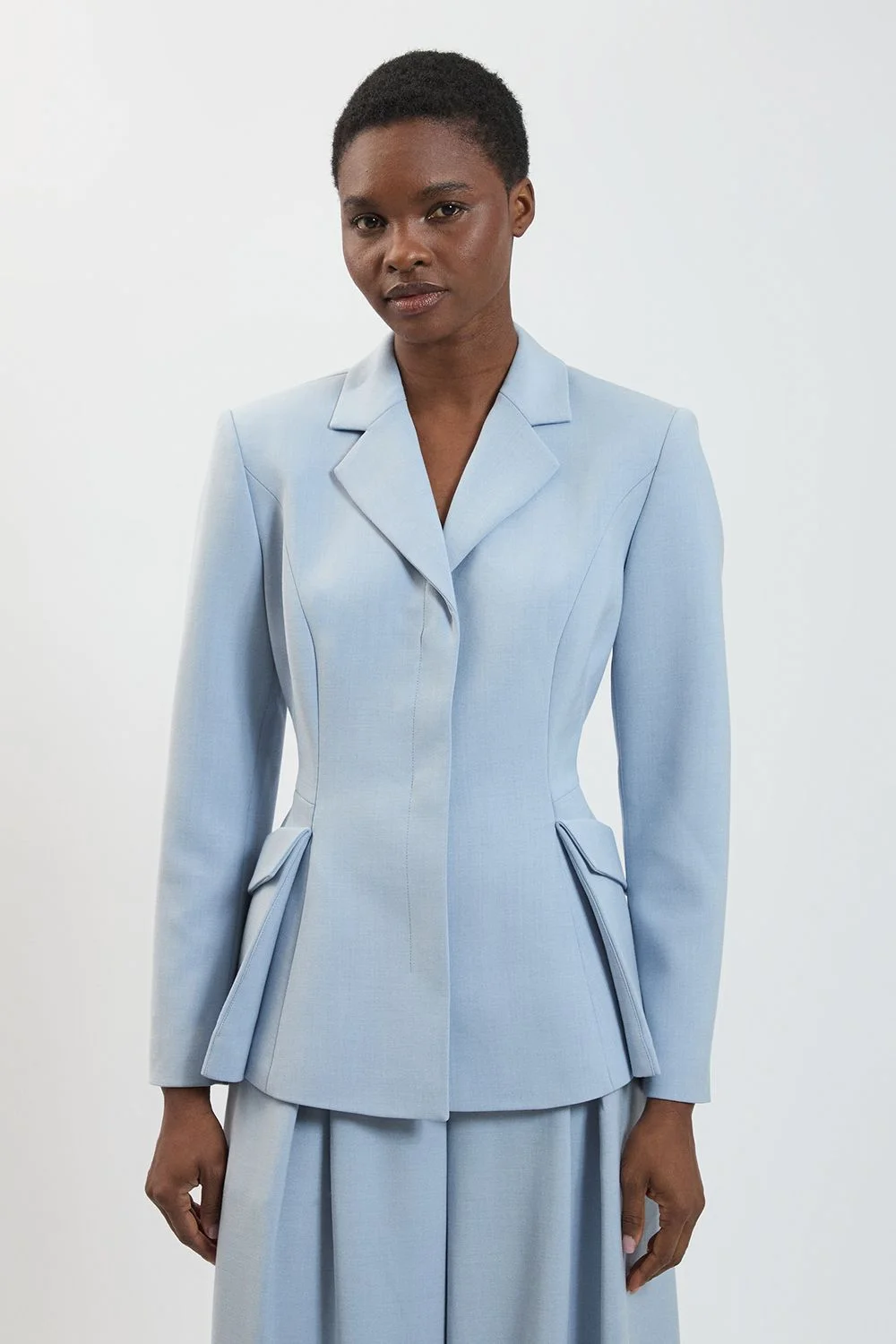 Polished Seam Detail Cinched Blazer Jacket - 1