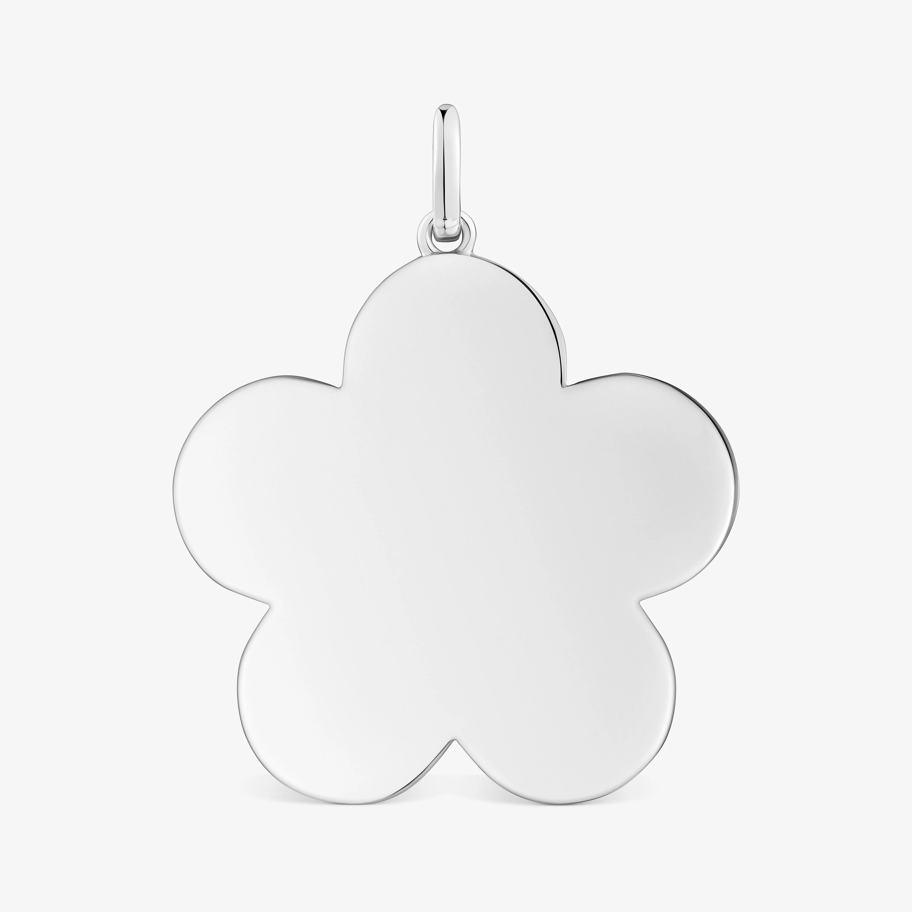 Medium 29mm silver flower Pendant Sweet Dolls - 1