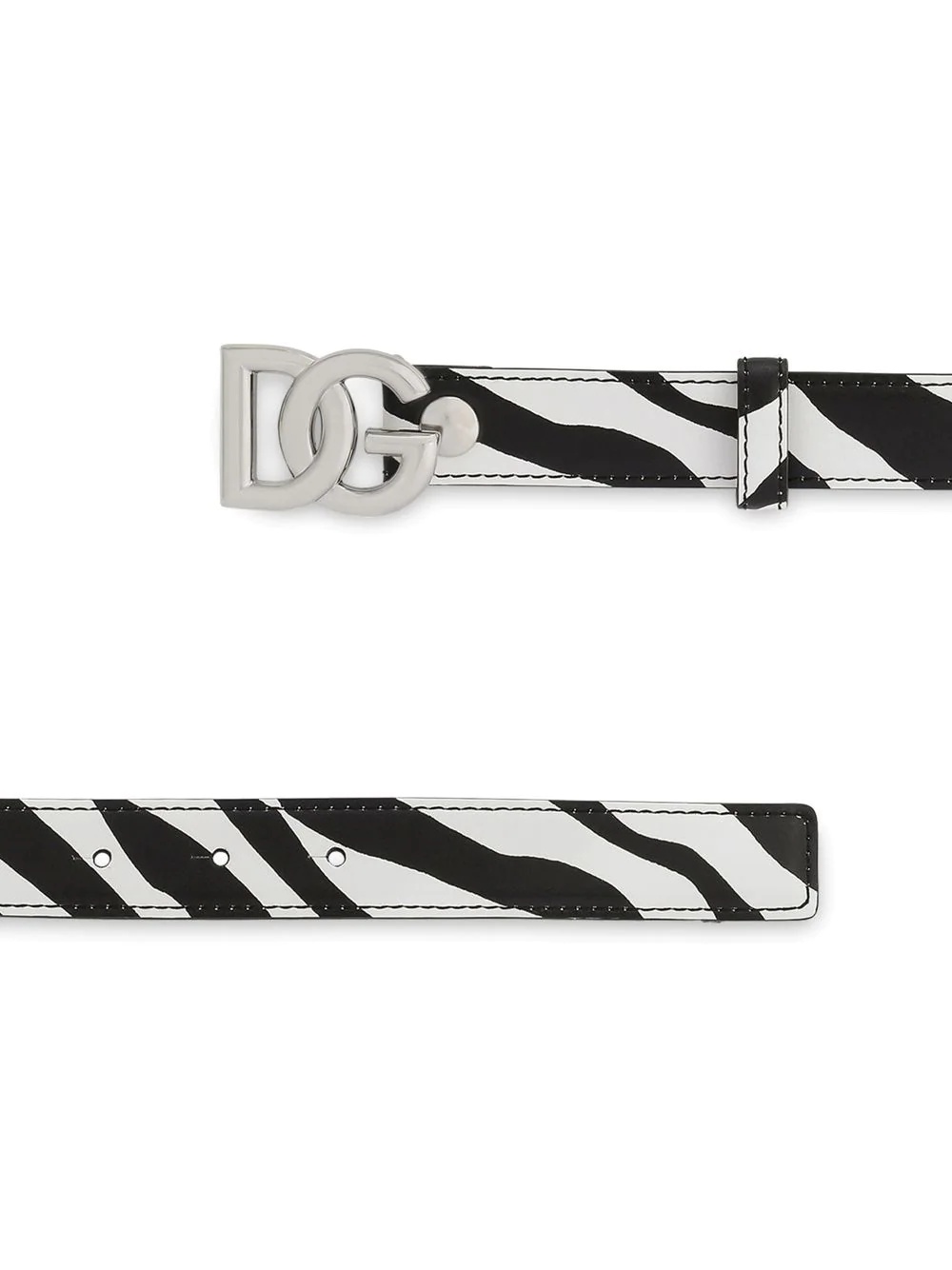 logo-buckle zebra-print leather belt - 3