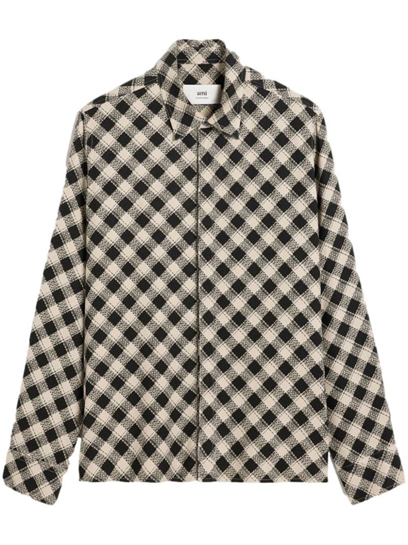 checked double topstitching shirt 1