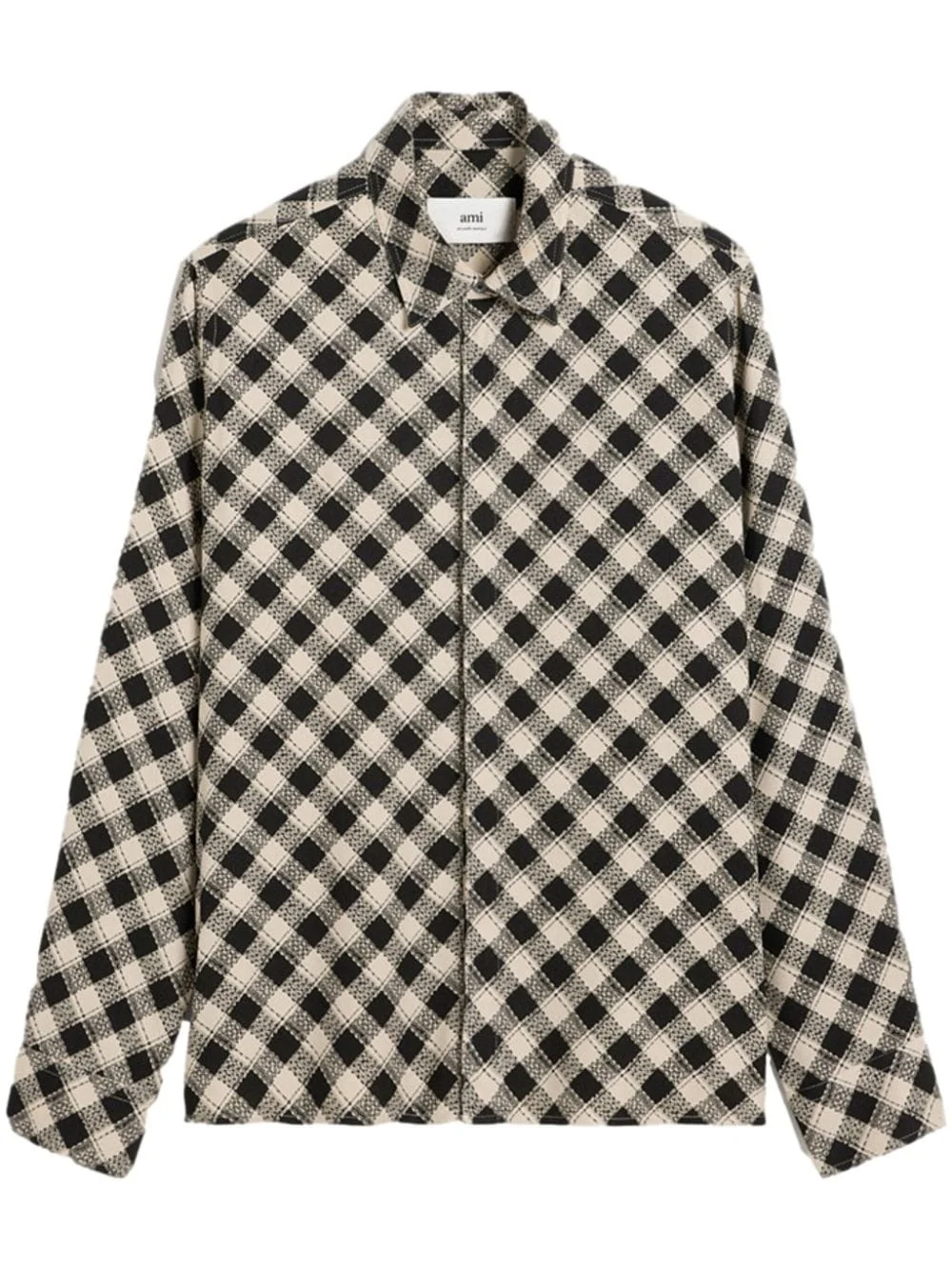 checked double topstitching shirt - 1