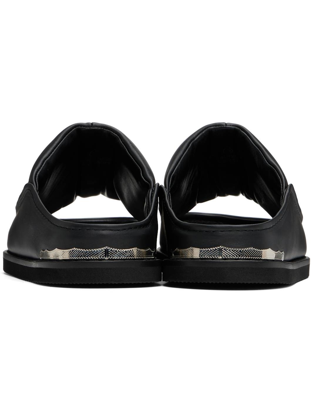 Black Embroidered Sandals - 2