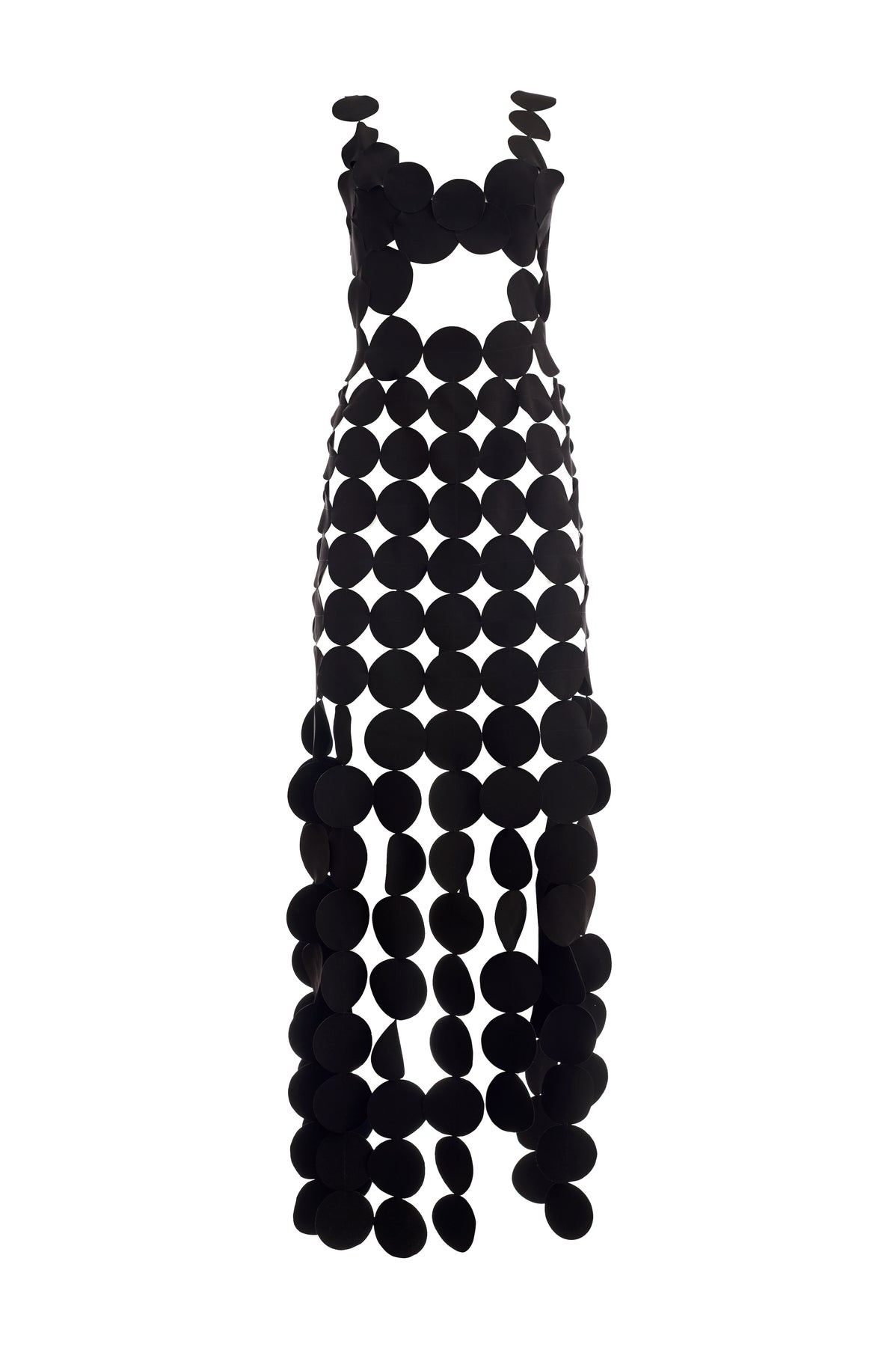 MULTI CIRCLE ASYMMETRIC DRESS BLACK - 11