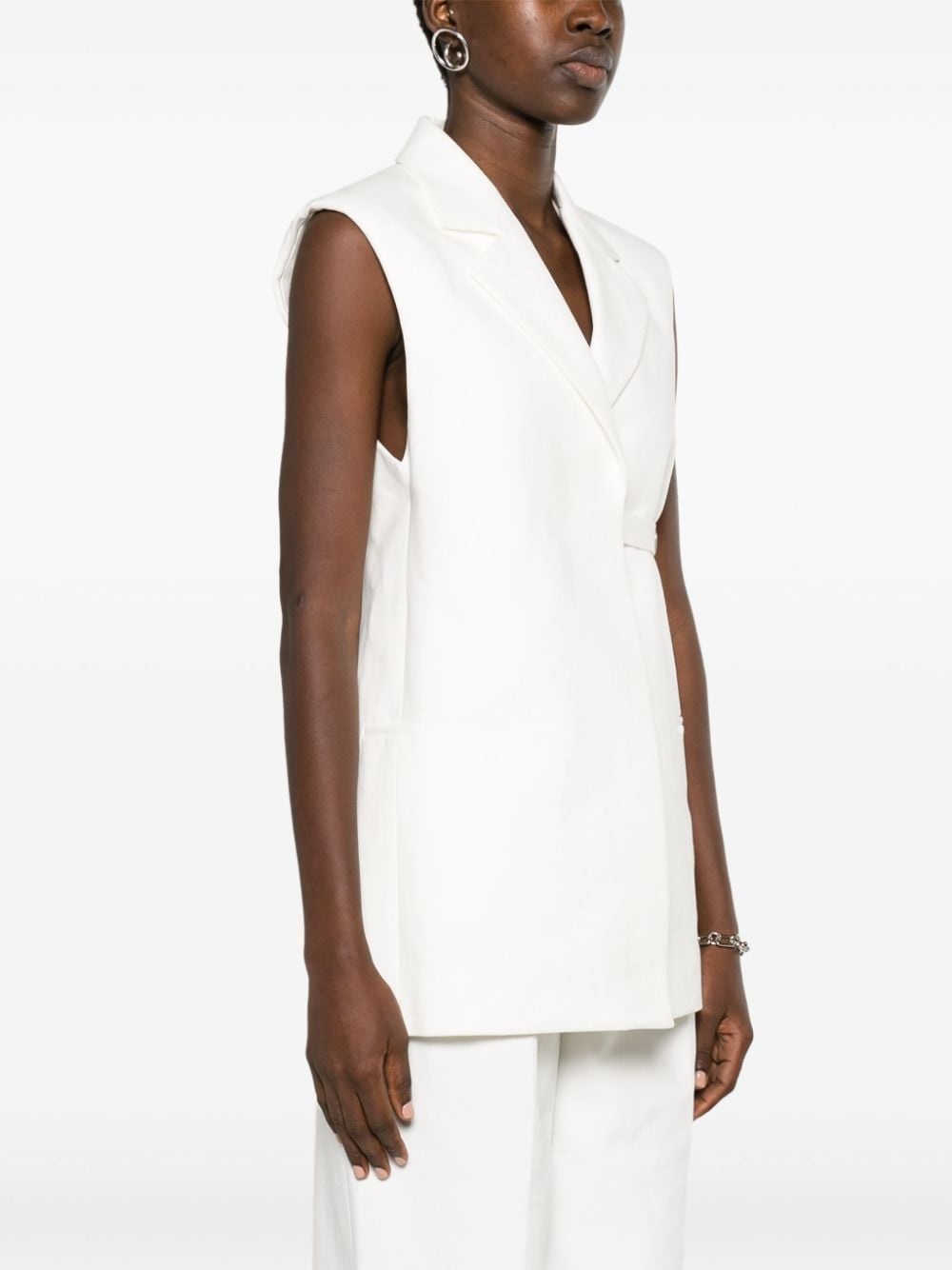 belted cotton waistcoat - 3