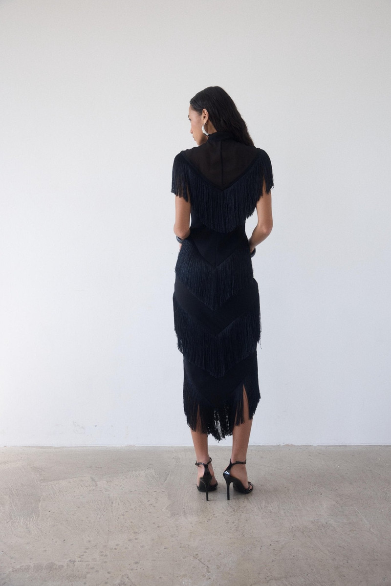 TELLUS MIDI DRESS IN BLACK CHIFFON 5