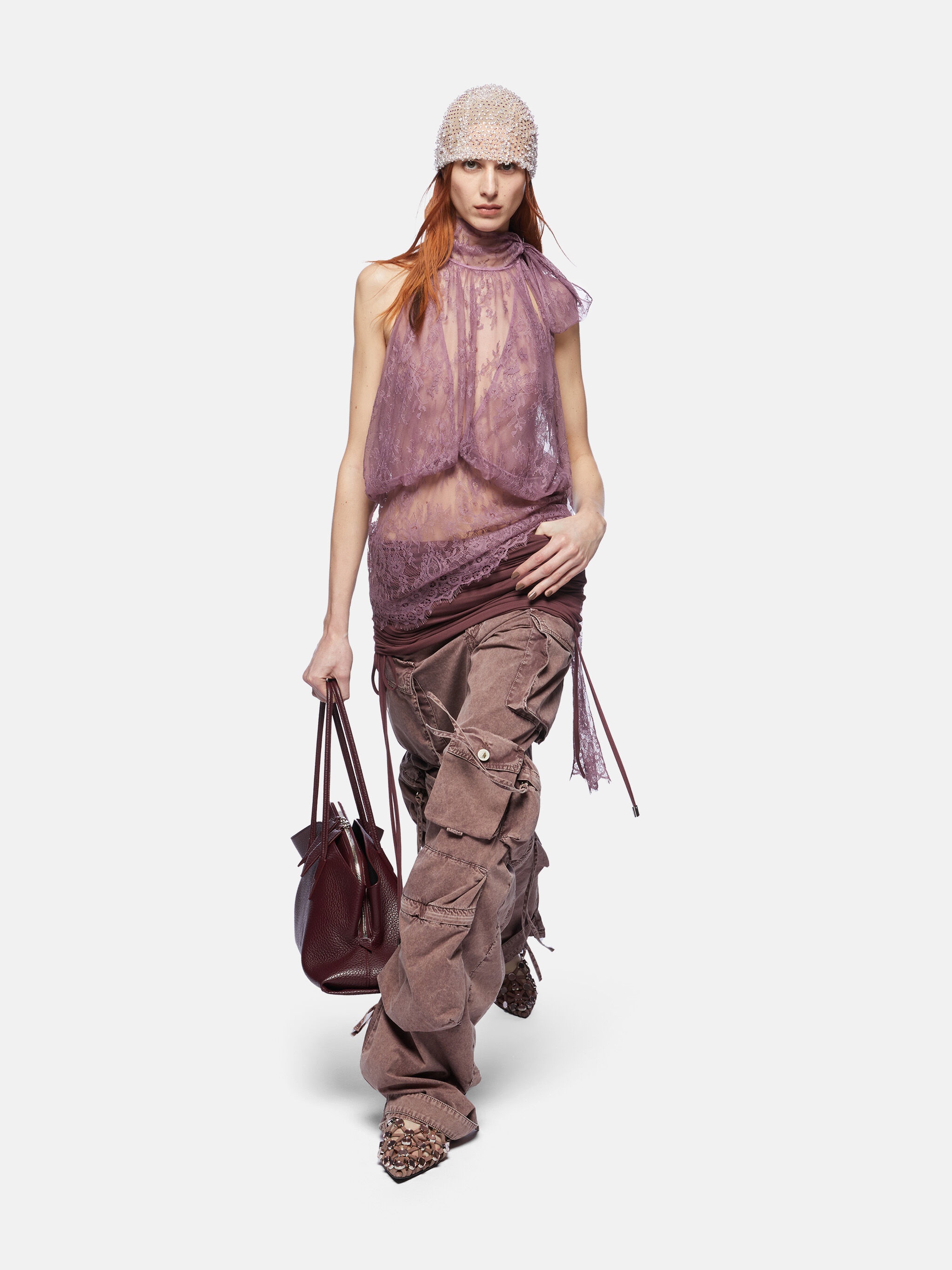 FERN'' WASHED MAUVE LONG PANTS - 4