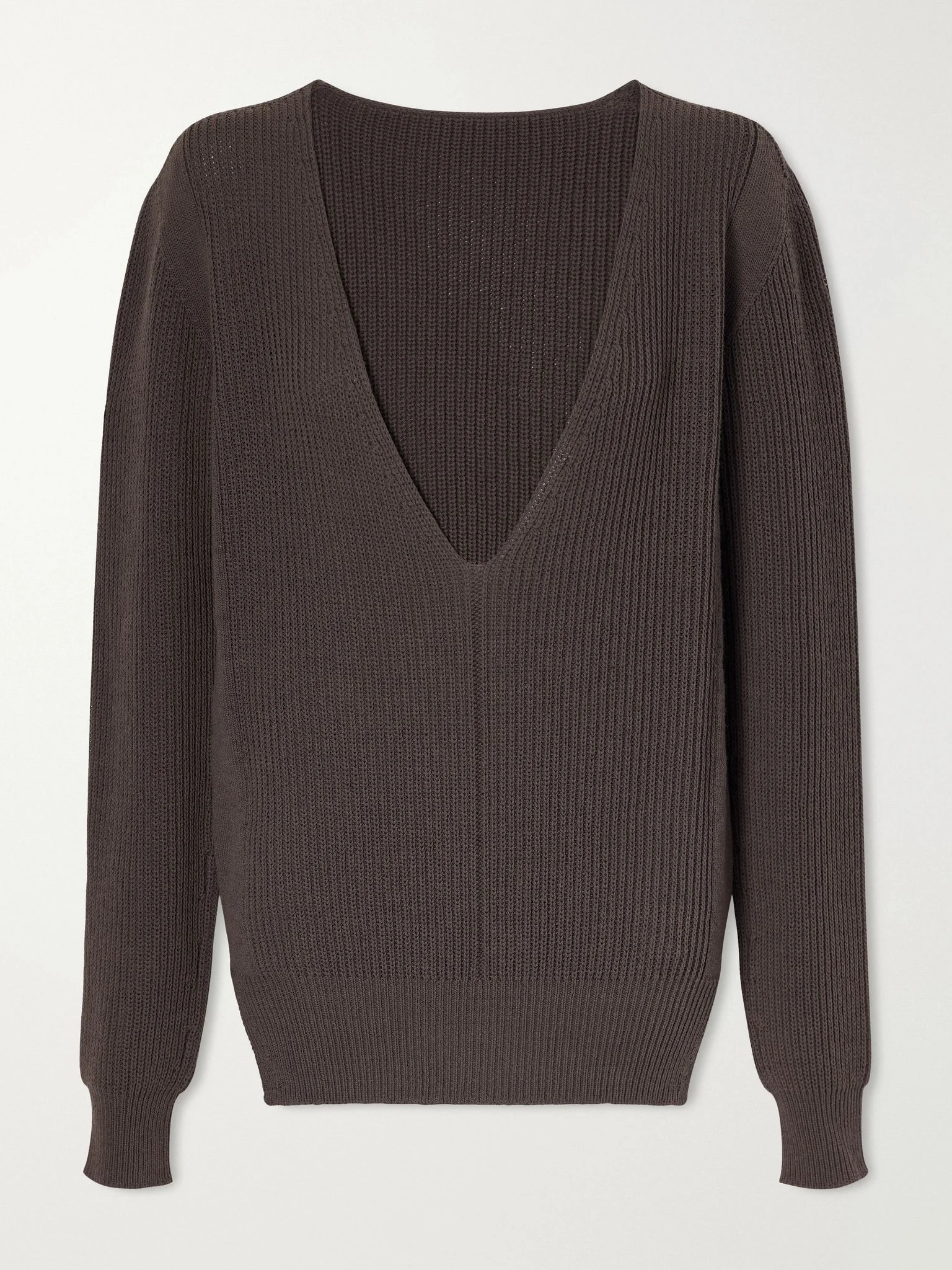 Cable-knit wool sweater Dark gray - 1