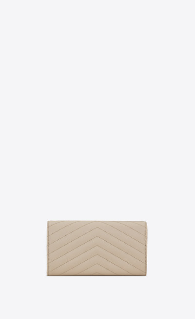 SAINT LAURENT monogram large flap wallet in grain de poudre embossed leather outlook