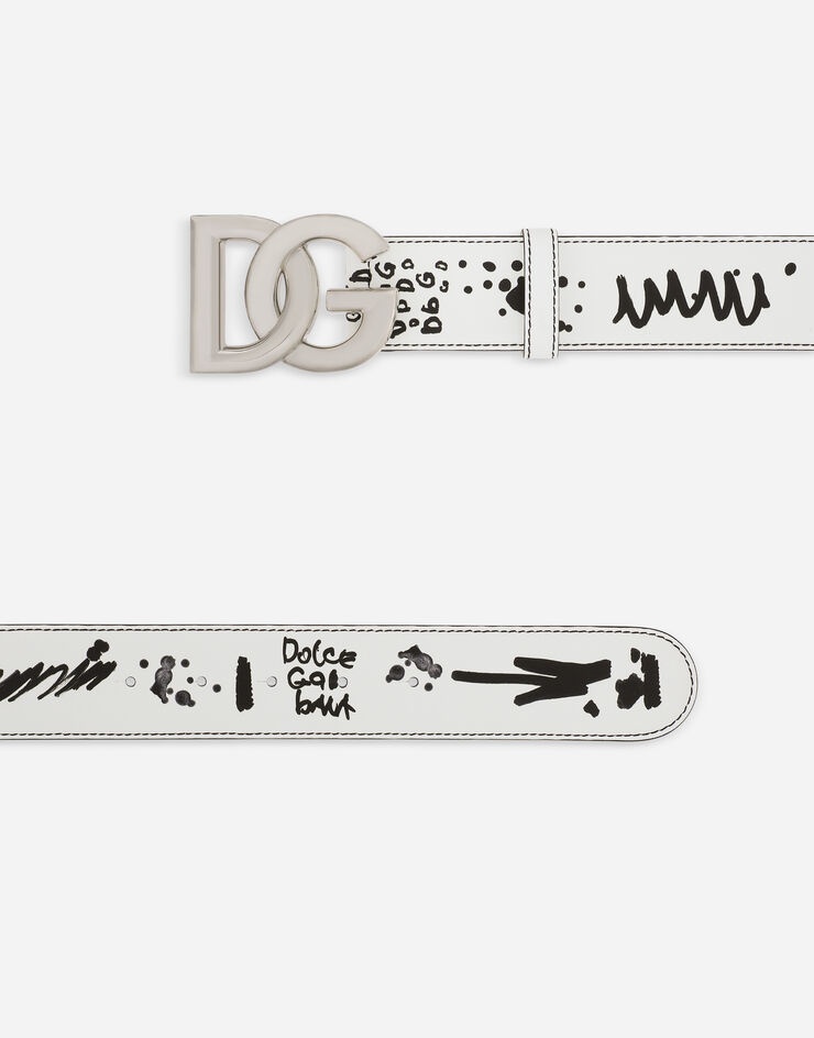 Graffiti-print calfskin belt - 3