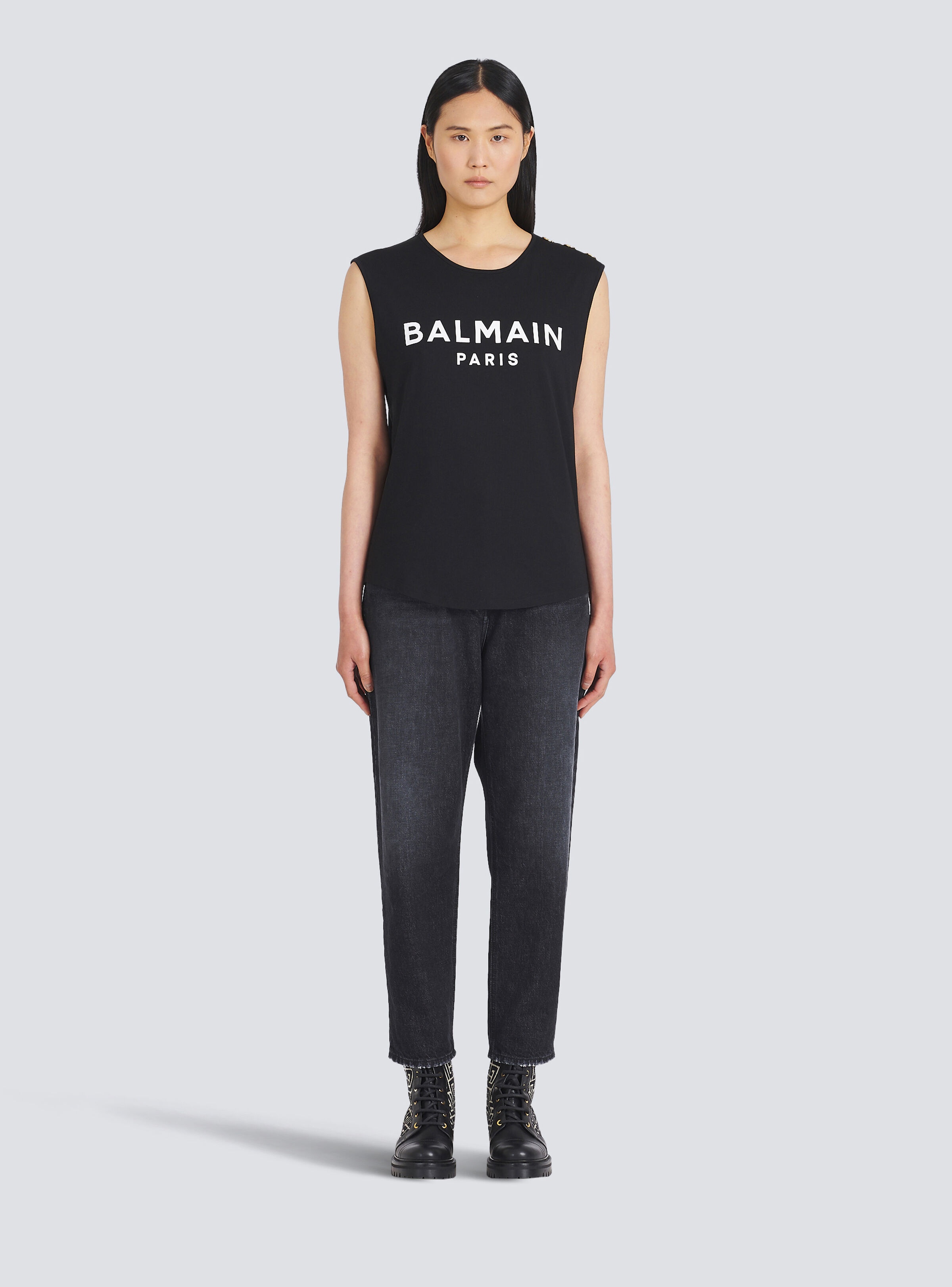 Eco-designed cotton T-shirt with Balmain logo print - 4