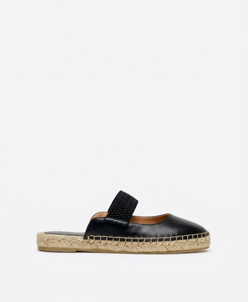 Siena Black Leather Flat Mules 1