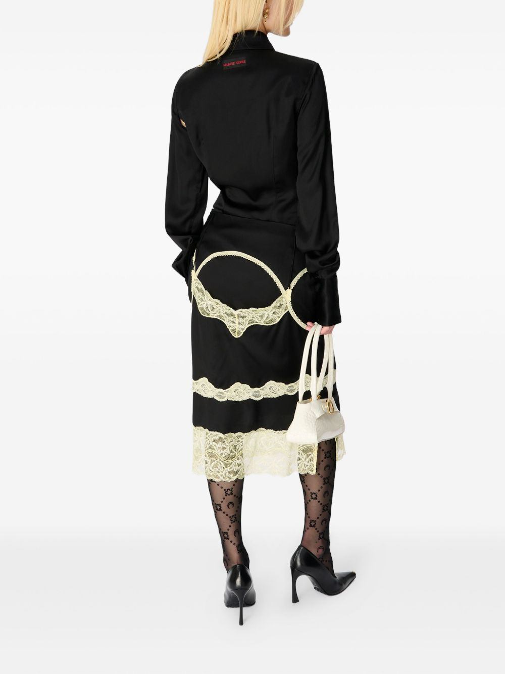 lace-panelled satin skirt - 3