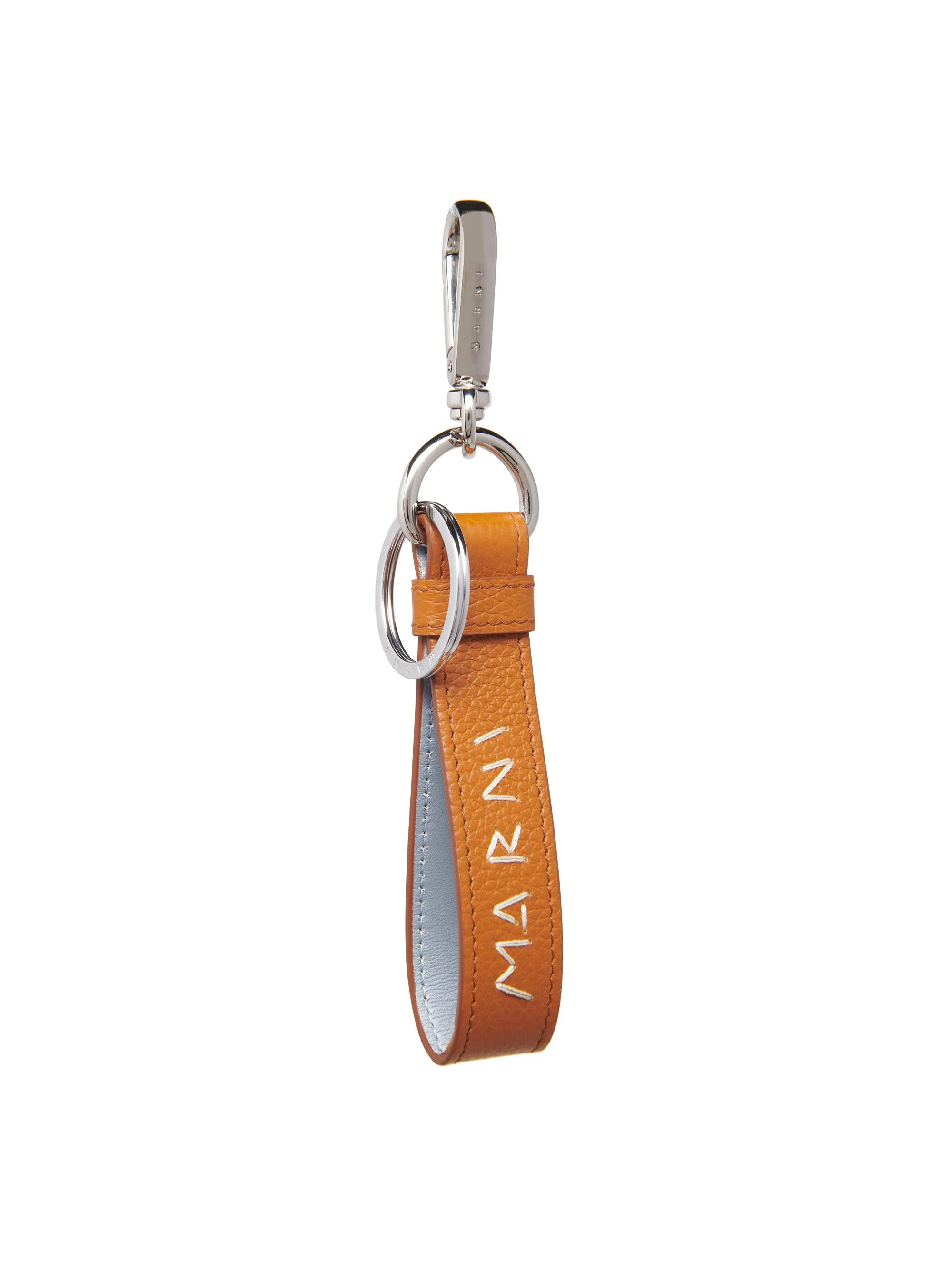 Men's Logo Leather Key Ring - Brick - 1