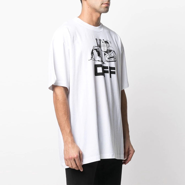 Off-White SS21 Mona Lisa Rubber Strap Printing Pullover Short Sleeve White OMAA038R21JER0110110 - 4