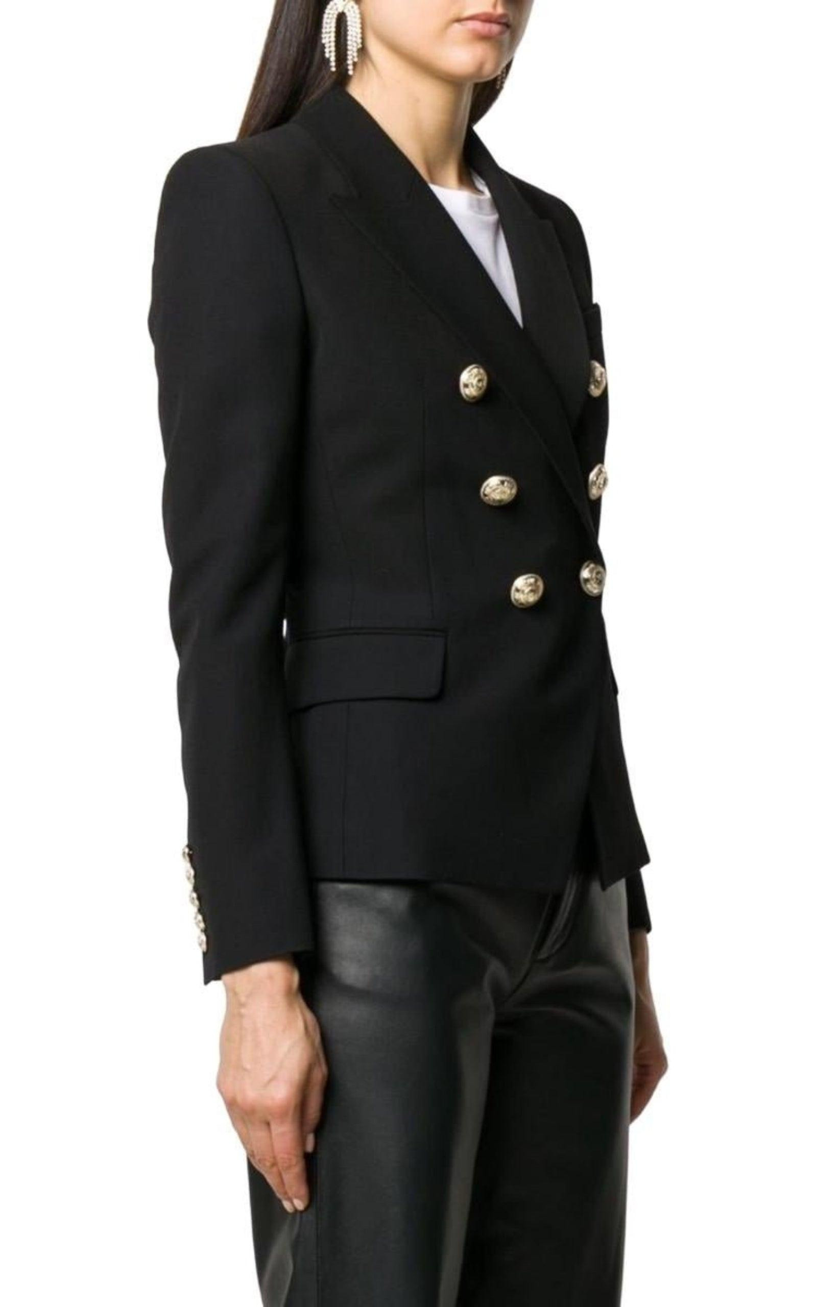 Black Double-Breasted Blazer Jacket - 3