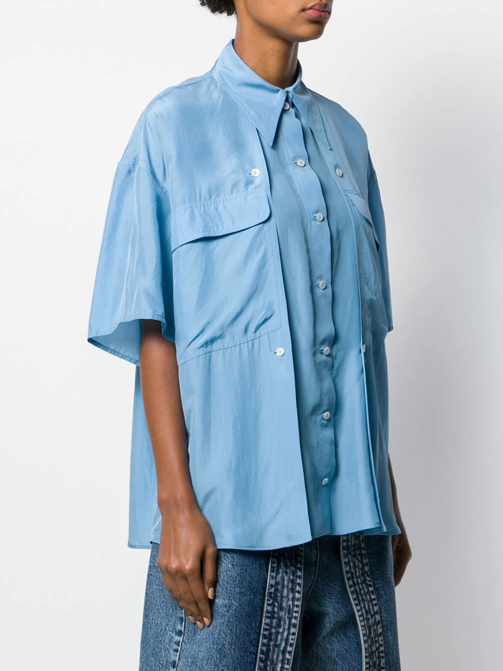 oversized button-panel shirt - 3