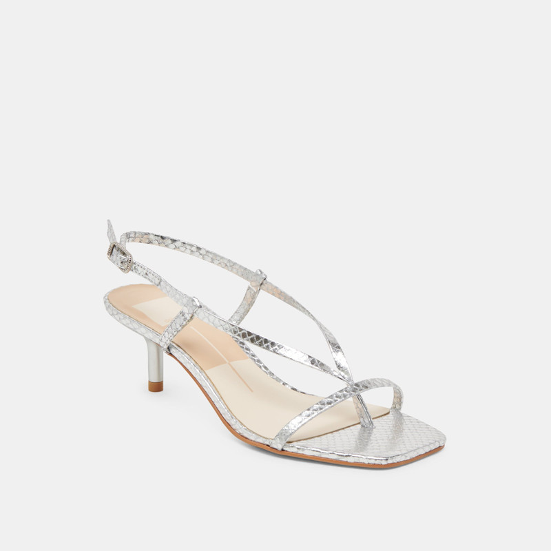 LAURY HEELS SILVER EMBOSSED LEATHER 3