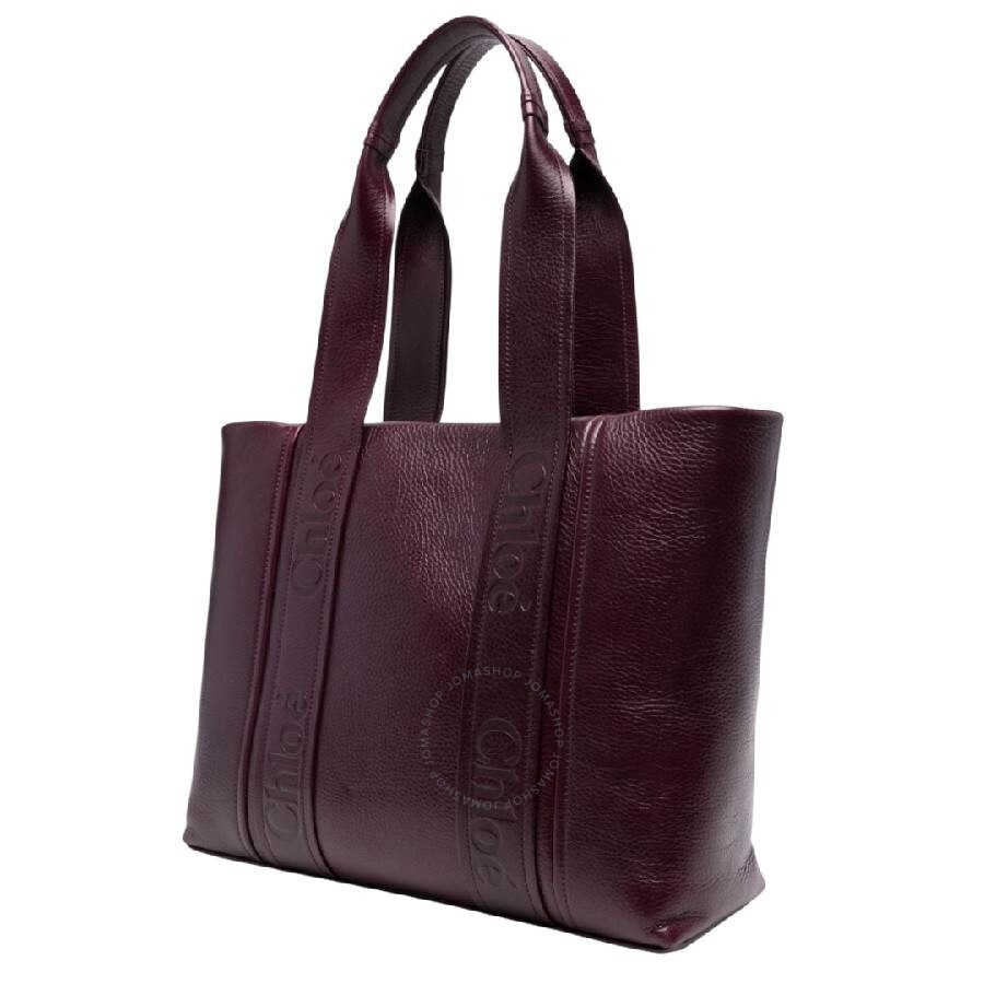 Chloe Woody Debossed Logo Leather Tote Bag - 2