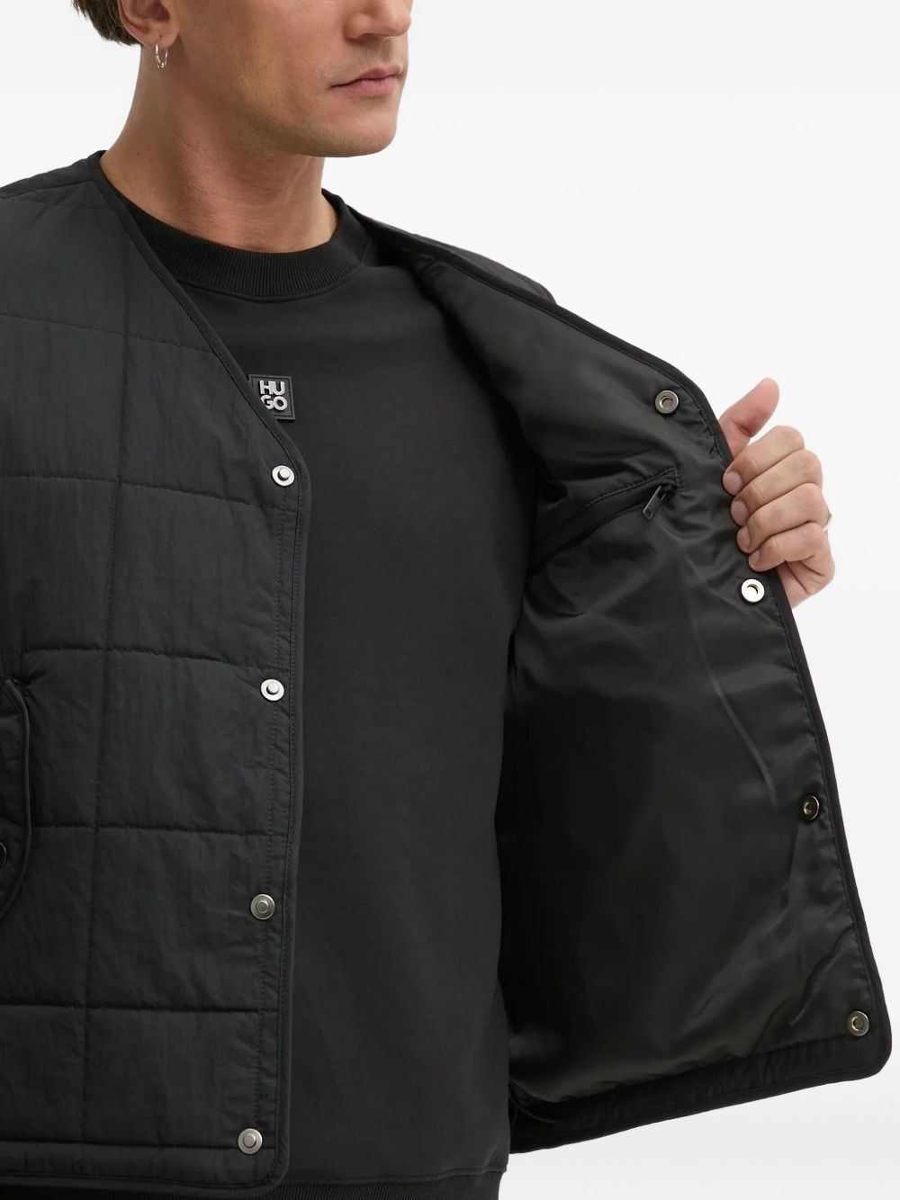 quilted logo-patch vest - 4