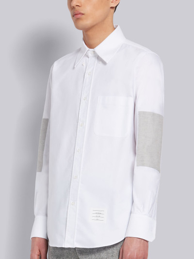 Thom Browne White Cotton Oxford Elbow Patch Straight Fit Long Sleeve Shirt outlook