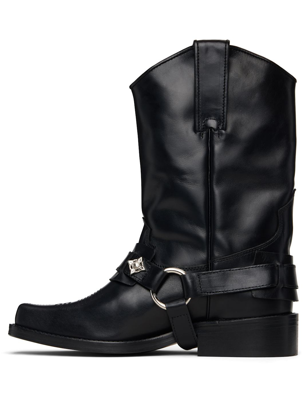 Black Hard Leather Boots - 3