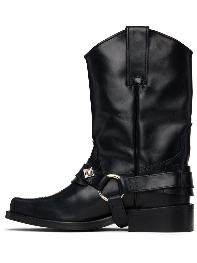 TOGA PULLA Black Hard Leather Boots outlook