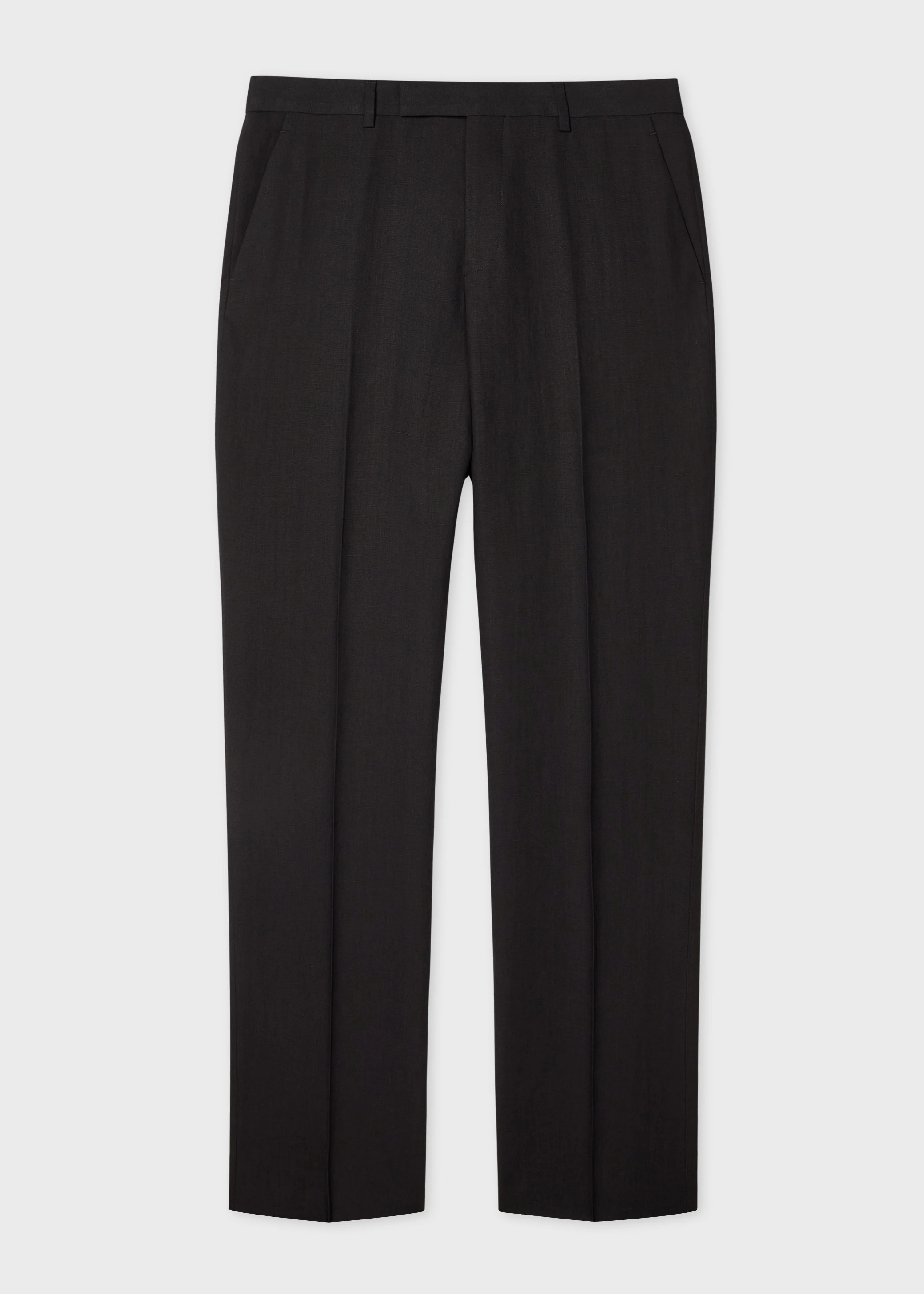 Tapered-Fit Dark Navy Linen Trousers - 1