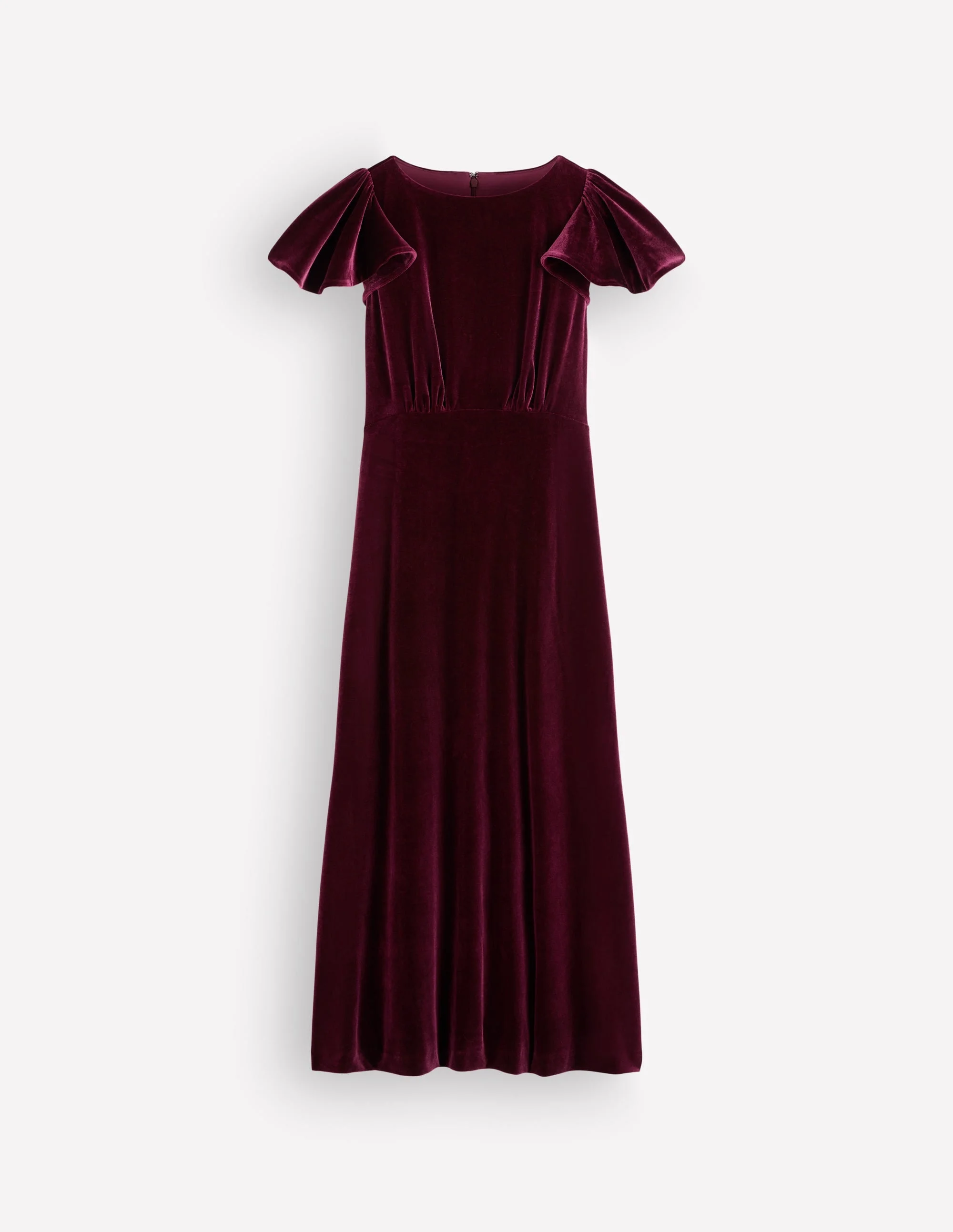 Draped Sleeve Velvet Dress-Dark Cherry - 1