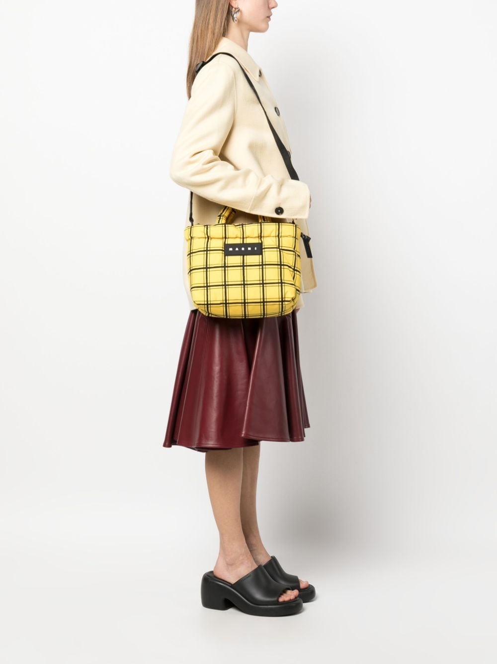 【MARNI】Check Pattern Padded Tote Bag Marni CHECK PADDED NYLON TOTE BAG | tizianafausti | REVERSIBLE