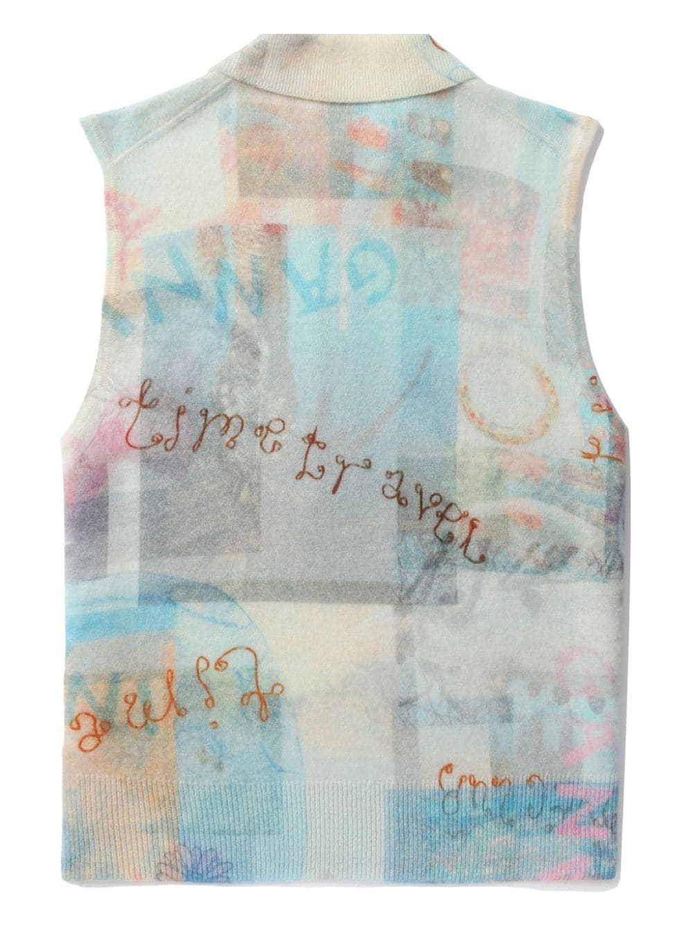 abstract-print fine-knit vest - 6