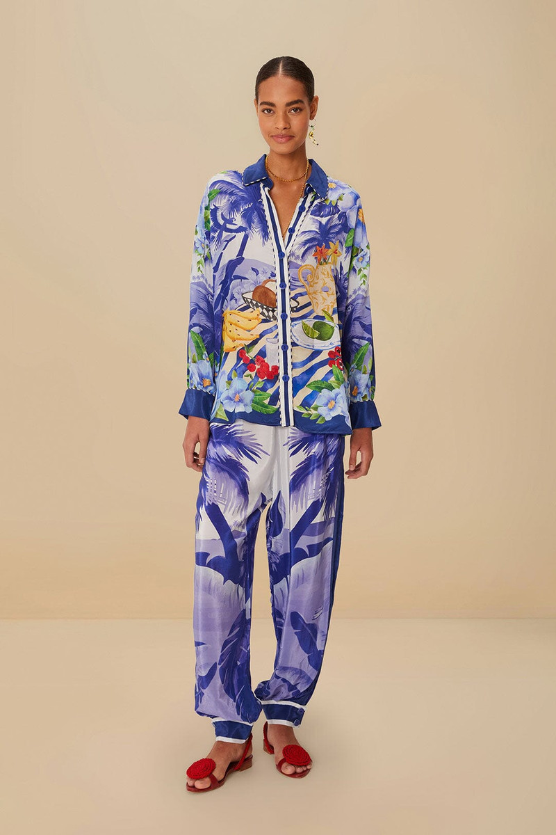 Blue Fresh Table Scarf Pajama Pants 1