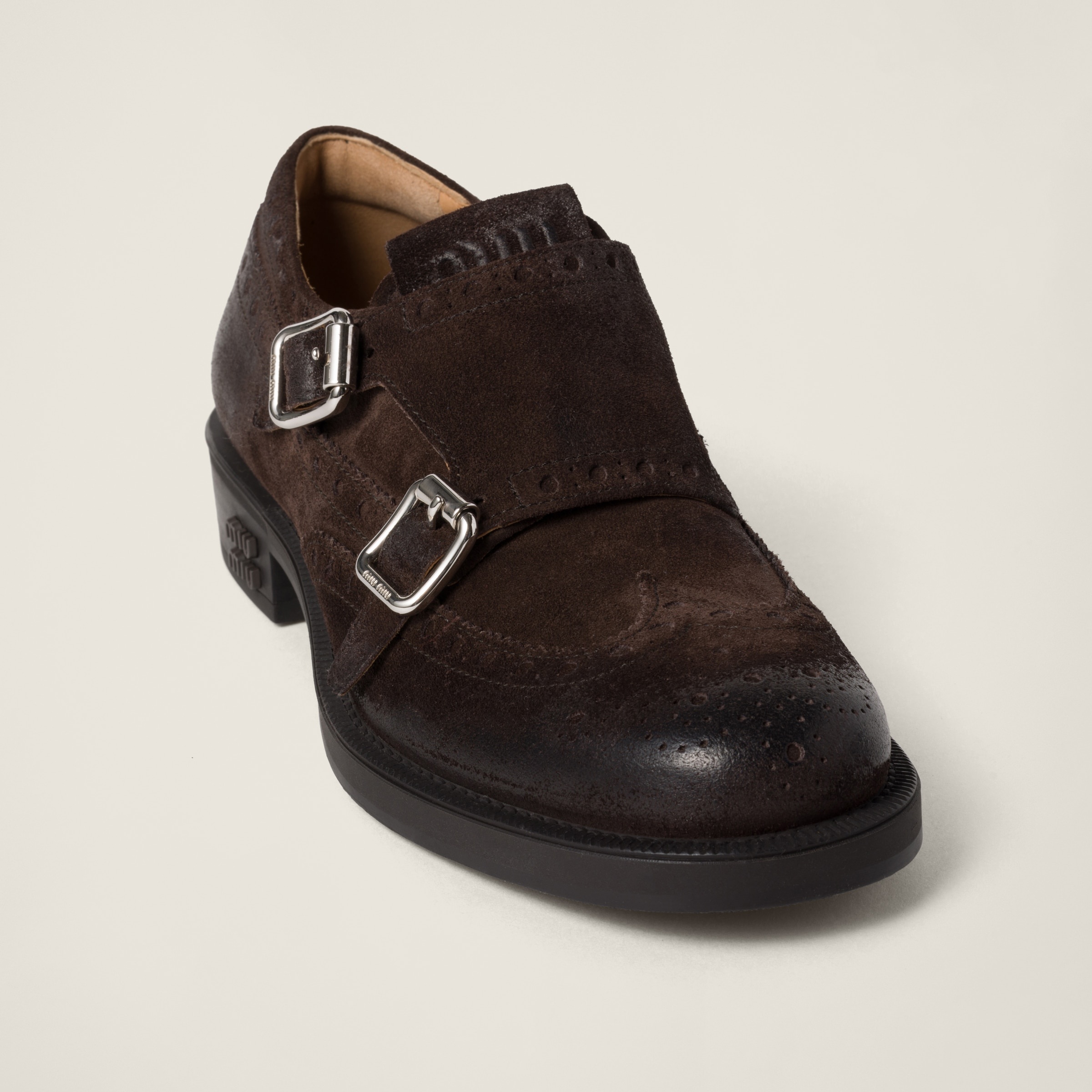 Church's X Miu Miu suede monk strap brogues - 4
