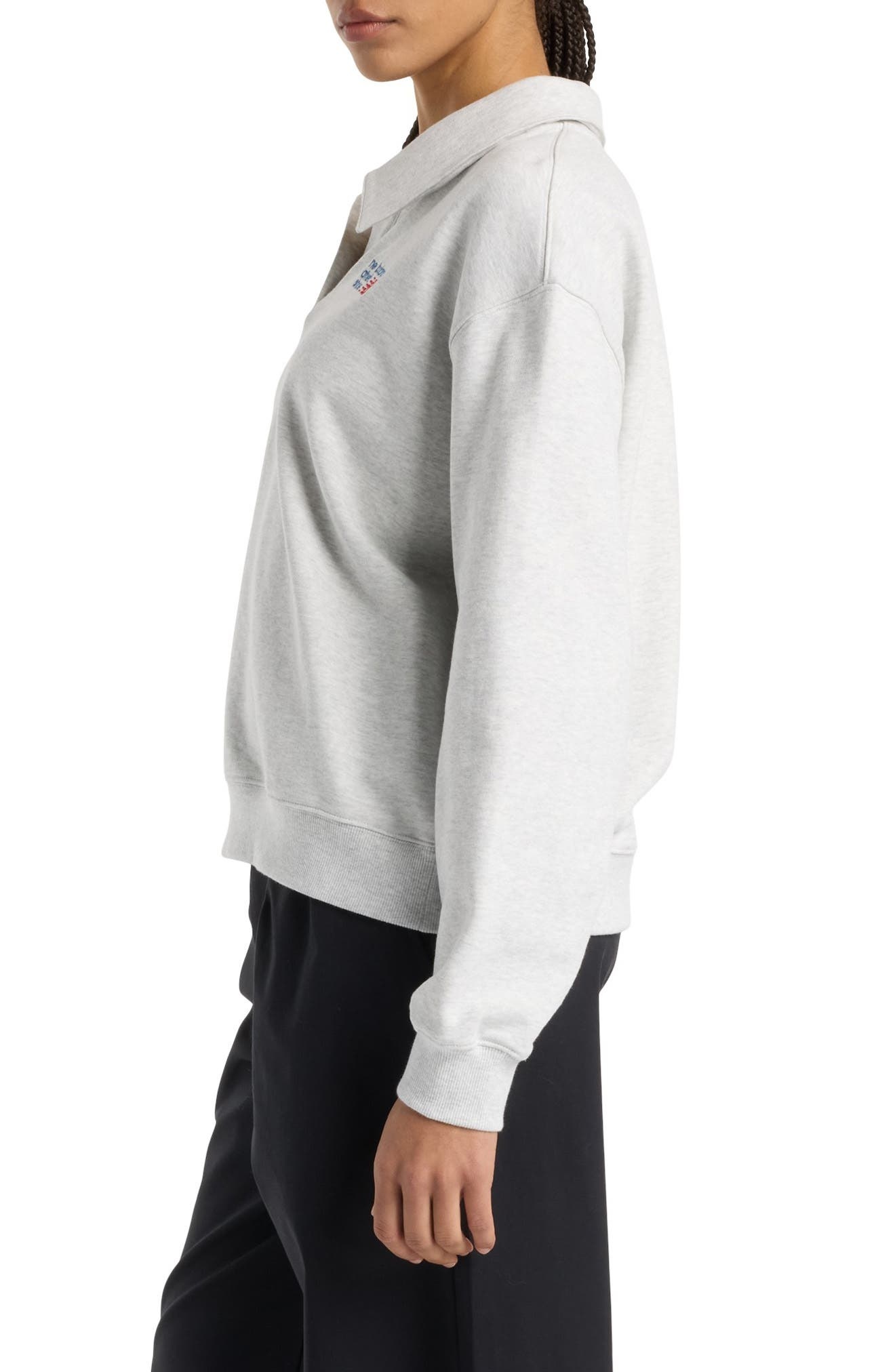 New Balance Oversize French Terry Polo Sweatshirt in Ash Heather at Nordstrom - 3