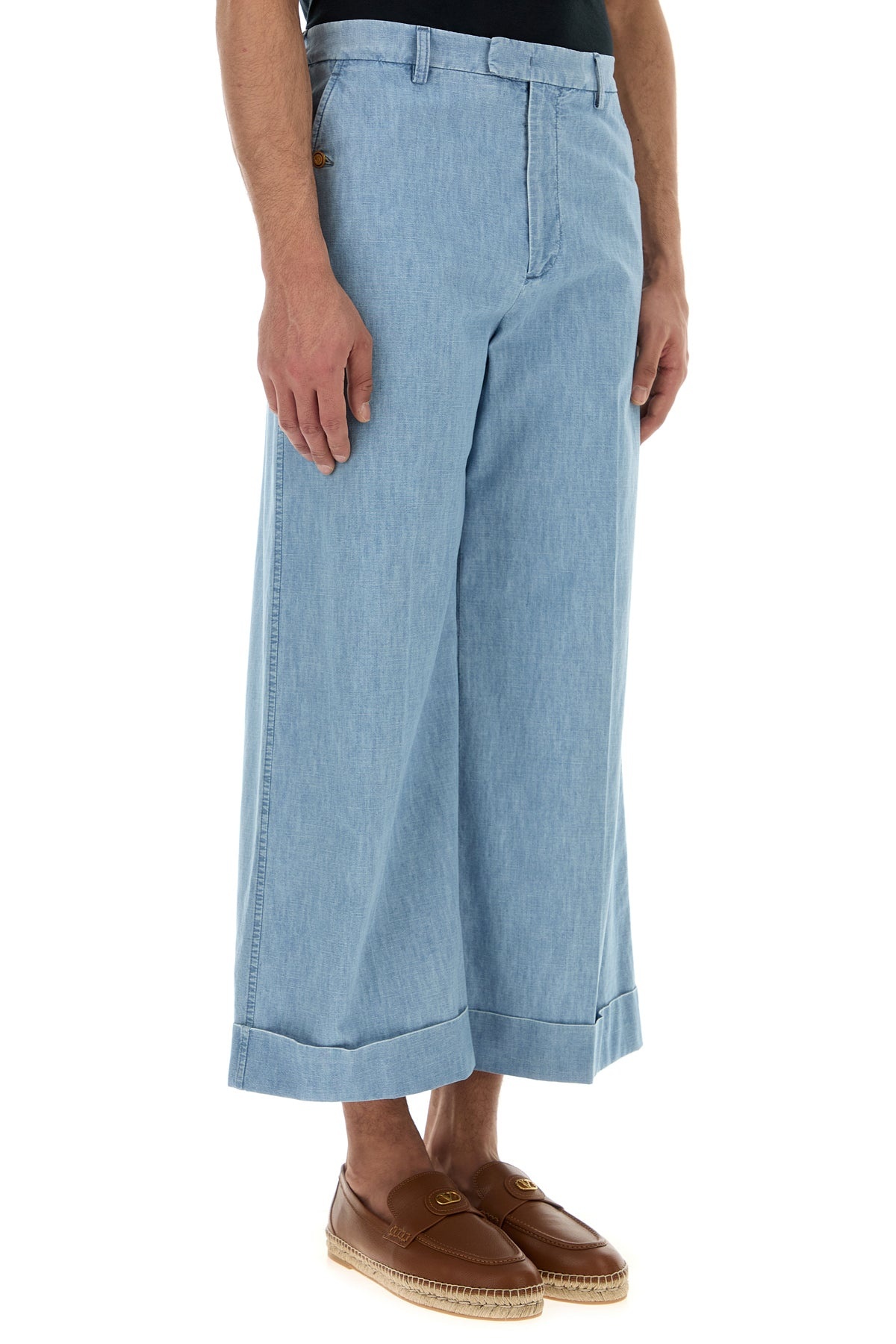 Light blue denim wide-leg jeans - 3