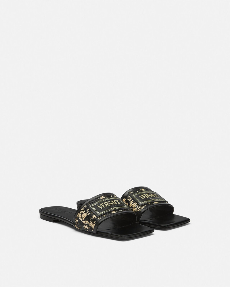 VERSACE Theia Barocco Raffia Flats outlook