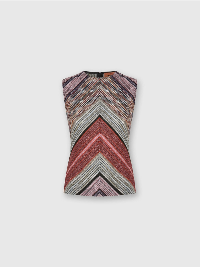 Sleeveless top in lamé slub viscose 1