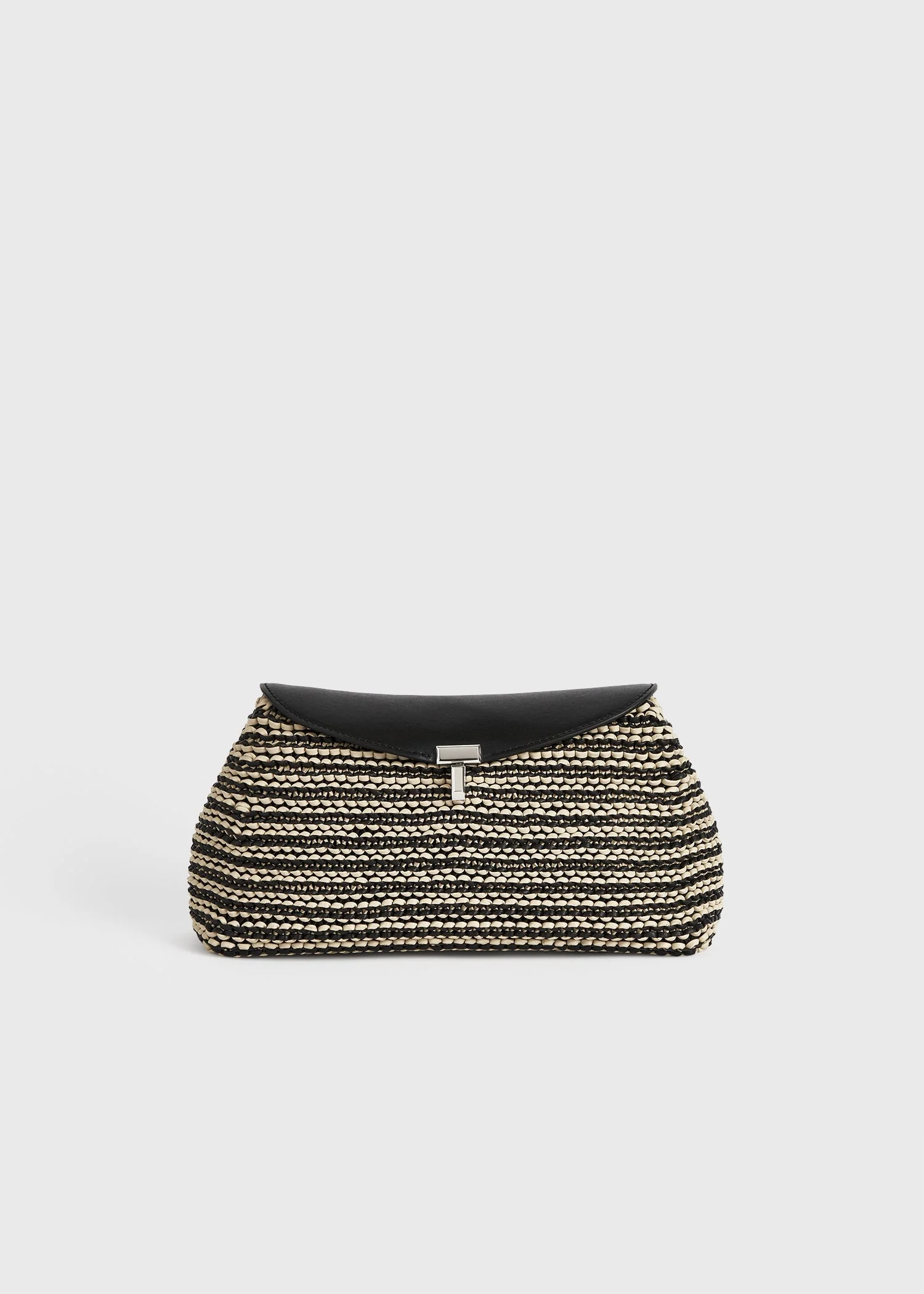 T-lock woven-leather clutch black/sand - 1
