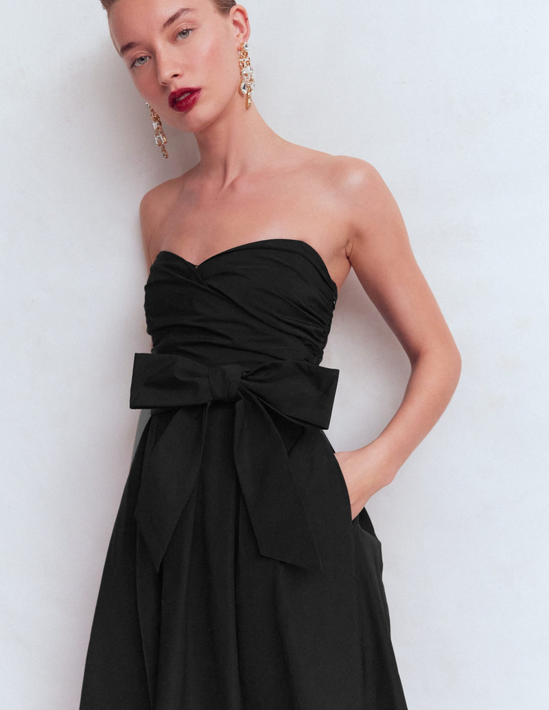 Strapless Taffeta Dress-Black 4