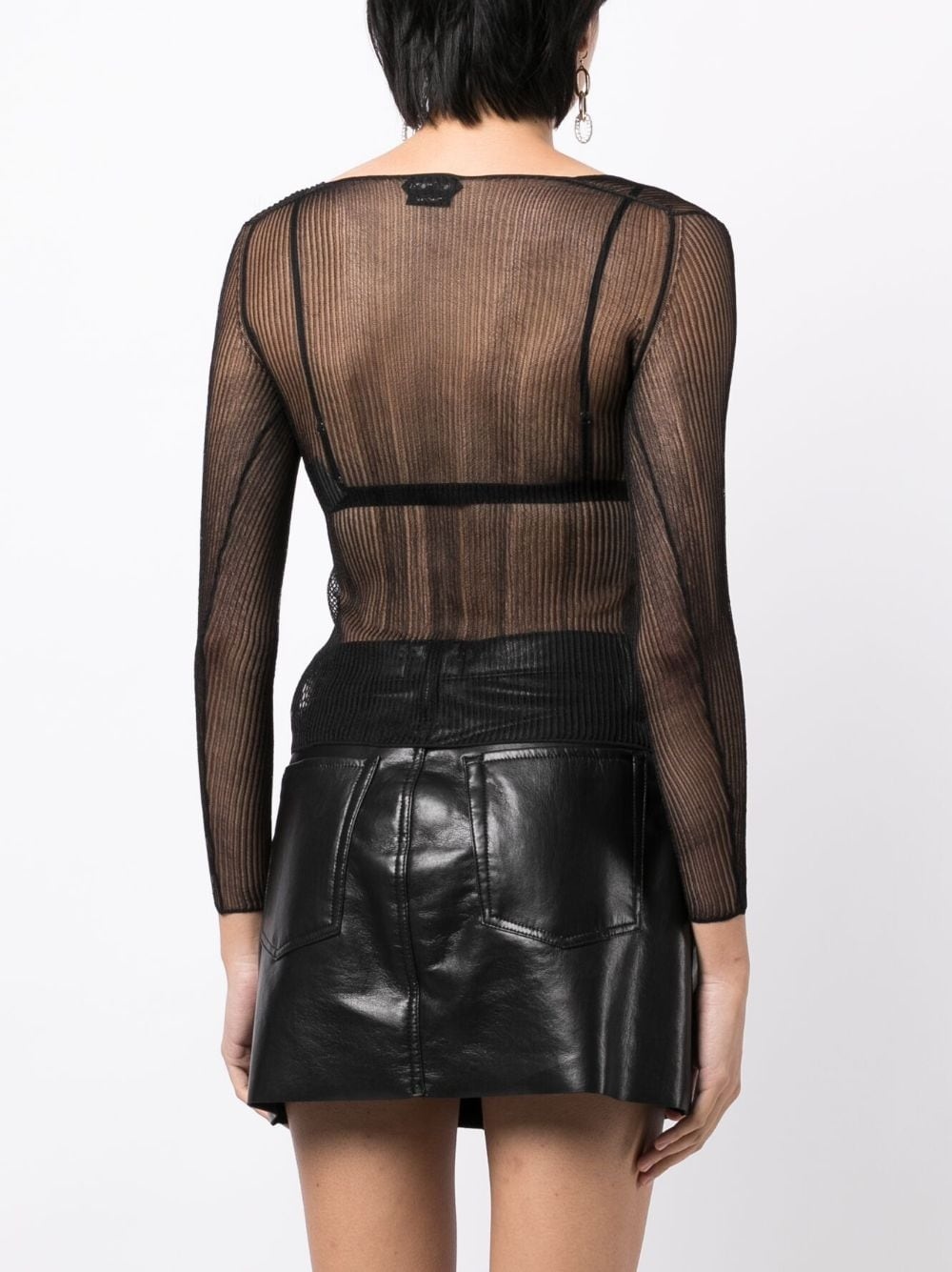 sheer ribbed jersey top - 4