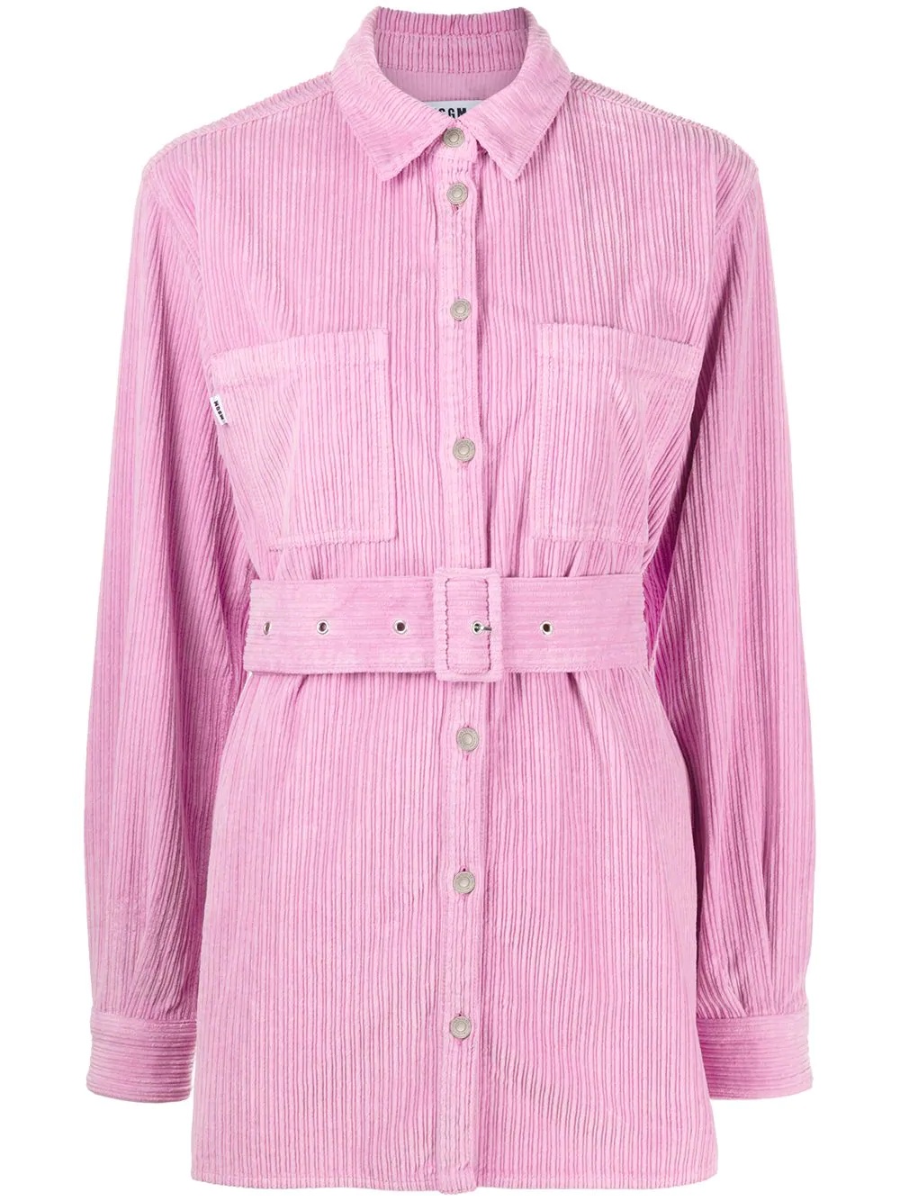 belted-waist corduroy shirt jacket - 1