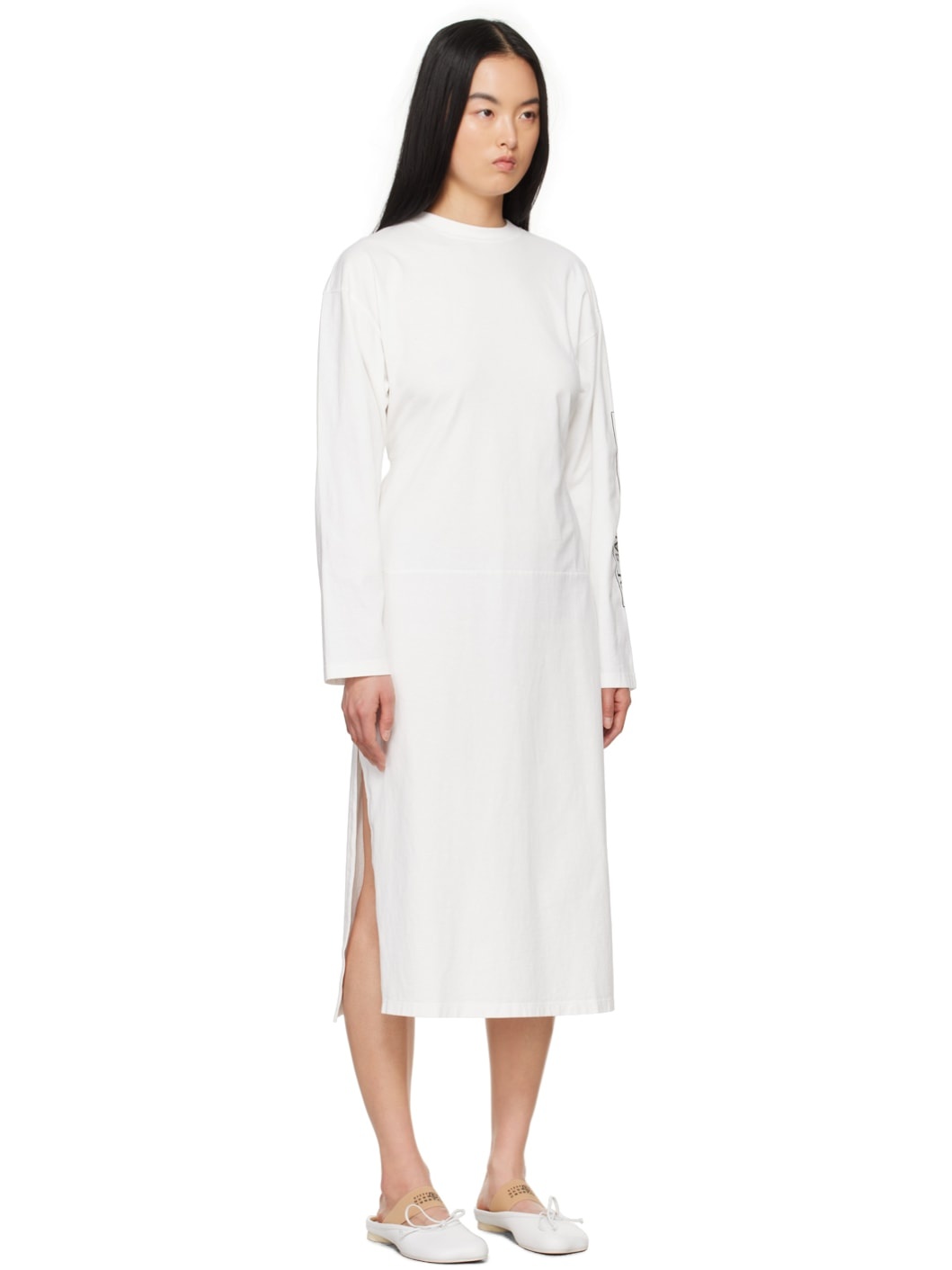 White 'Mat Satiné Brillant' Midi Dress - 2