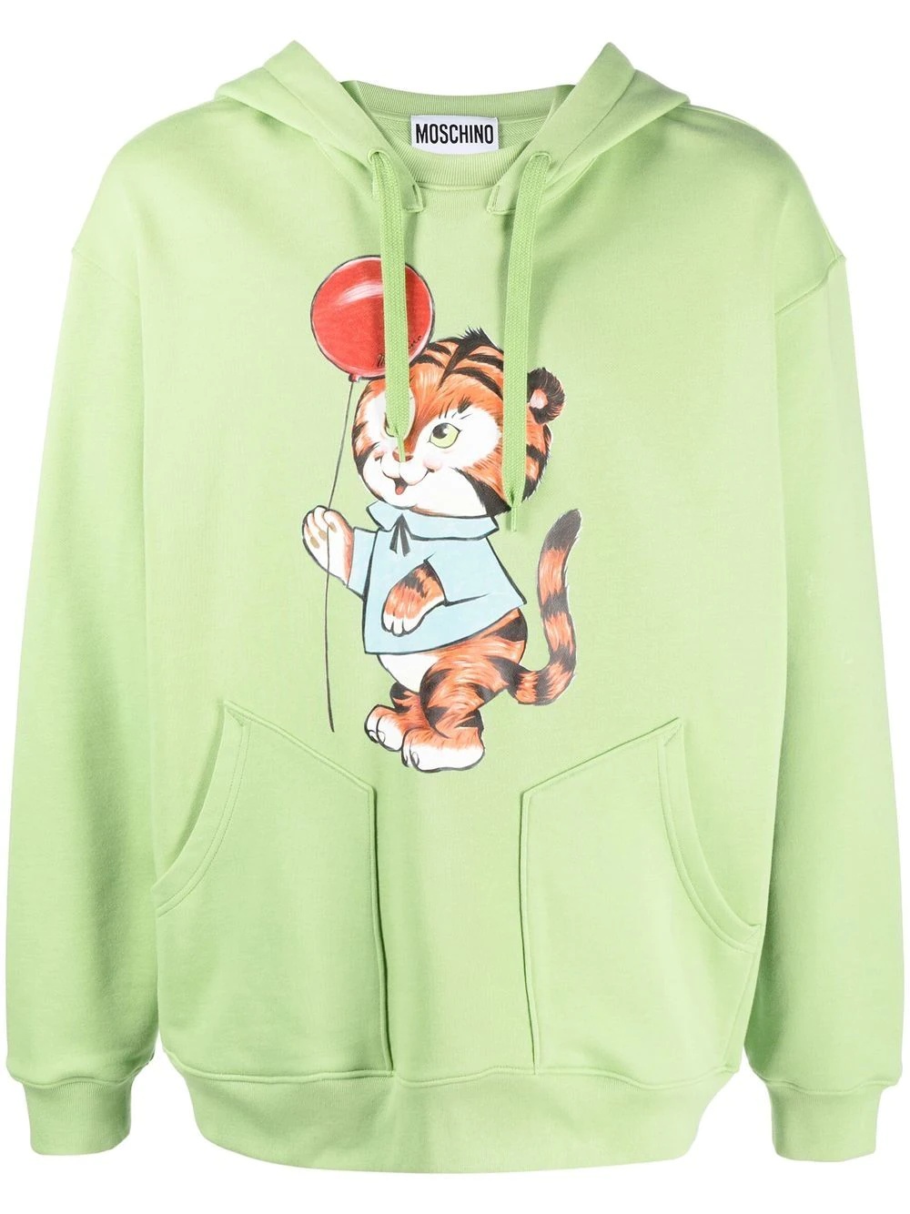 graphic print drawstring hoodie - 1