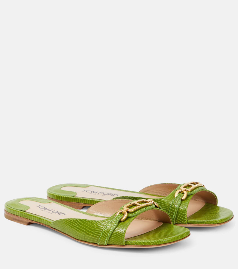 Whitney snake-effect leather slides - 1