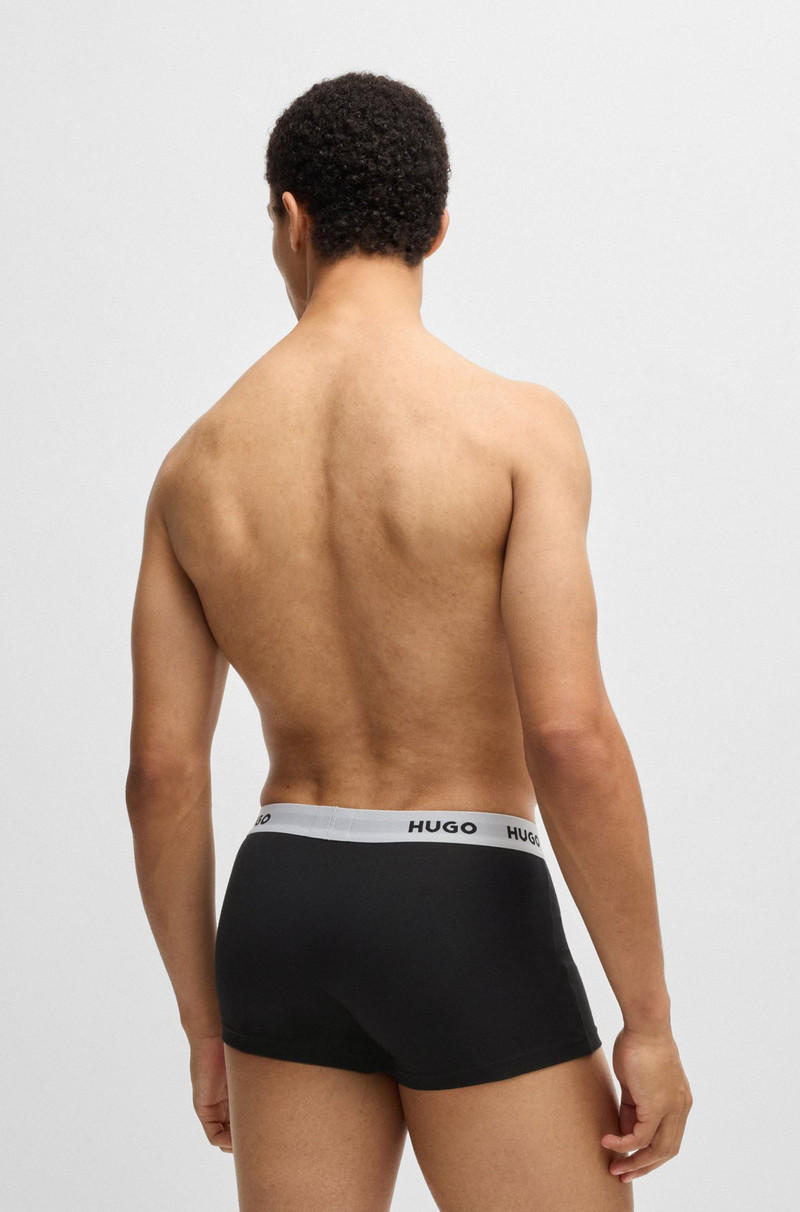 HUGO THREE-PACK OF STRETCH-COTTON TRUNKS WITH LOGO WAISTBANDS outlook